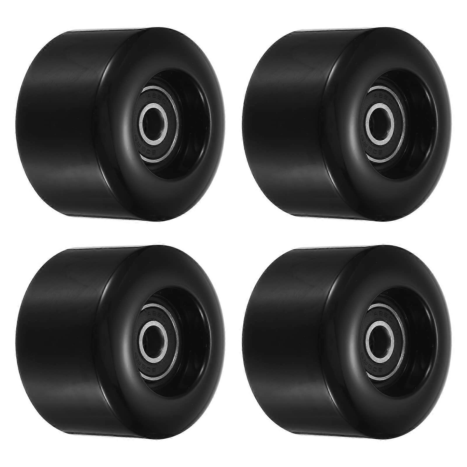 4Pack 55mm Longboard Wheels with ABEC9 Bearings, Skateboard Road Wheels for Cruiser, Replacement 80A Black Wheels