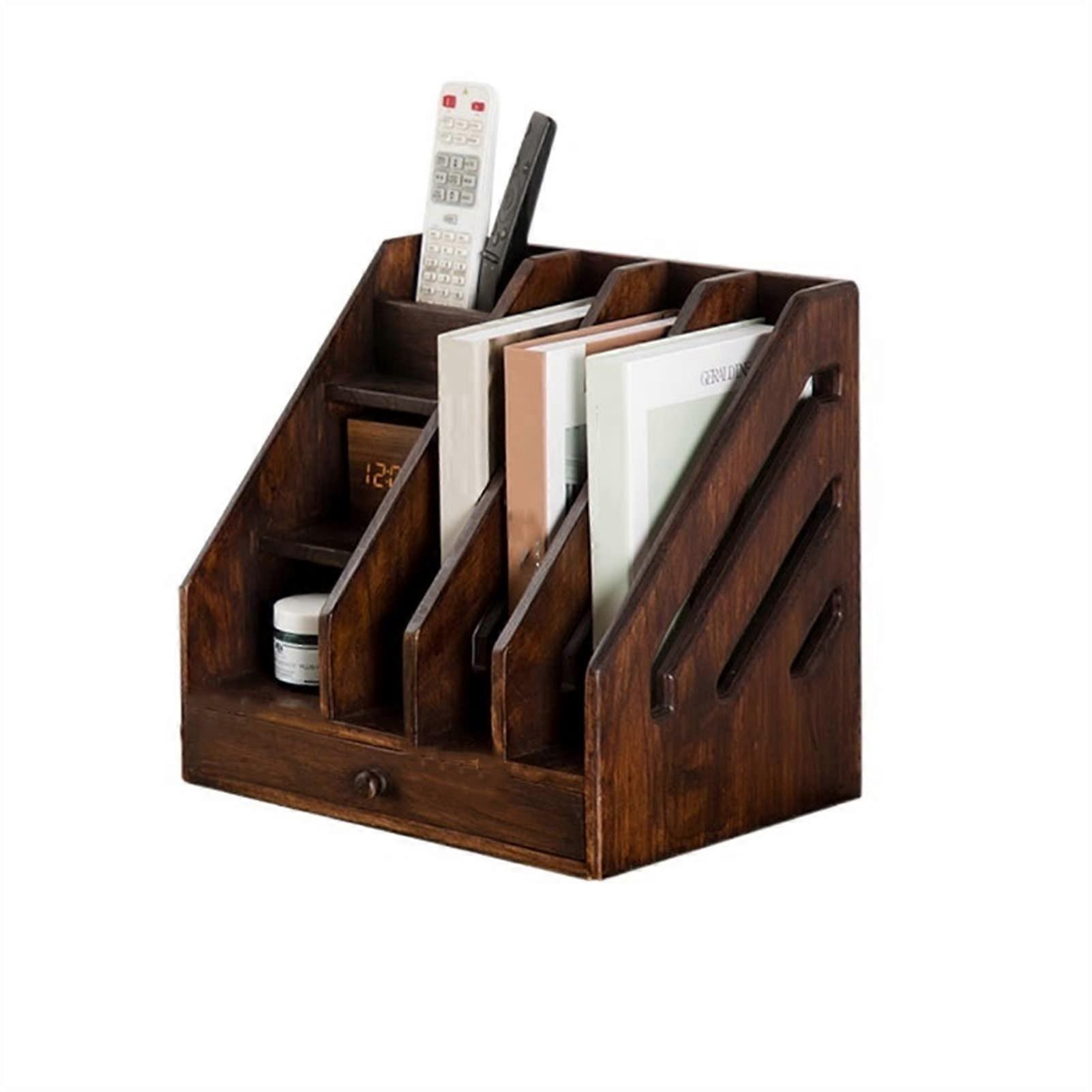 Magazine storage wooden shelf Simple storage shelf Desktop organizer File shelf Desktop storage Bookshelf