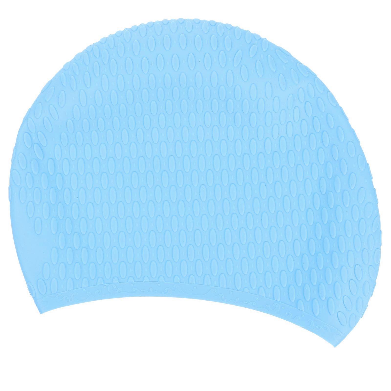 Silicone Swim Caps Stylish Design Waterproof Elastic Blue 23X18X0.5CM Swimming Bathing 1Pack