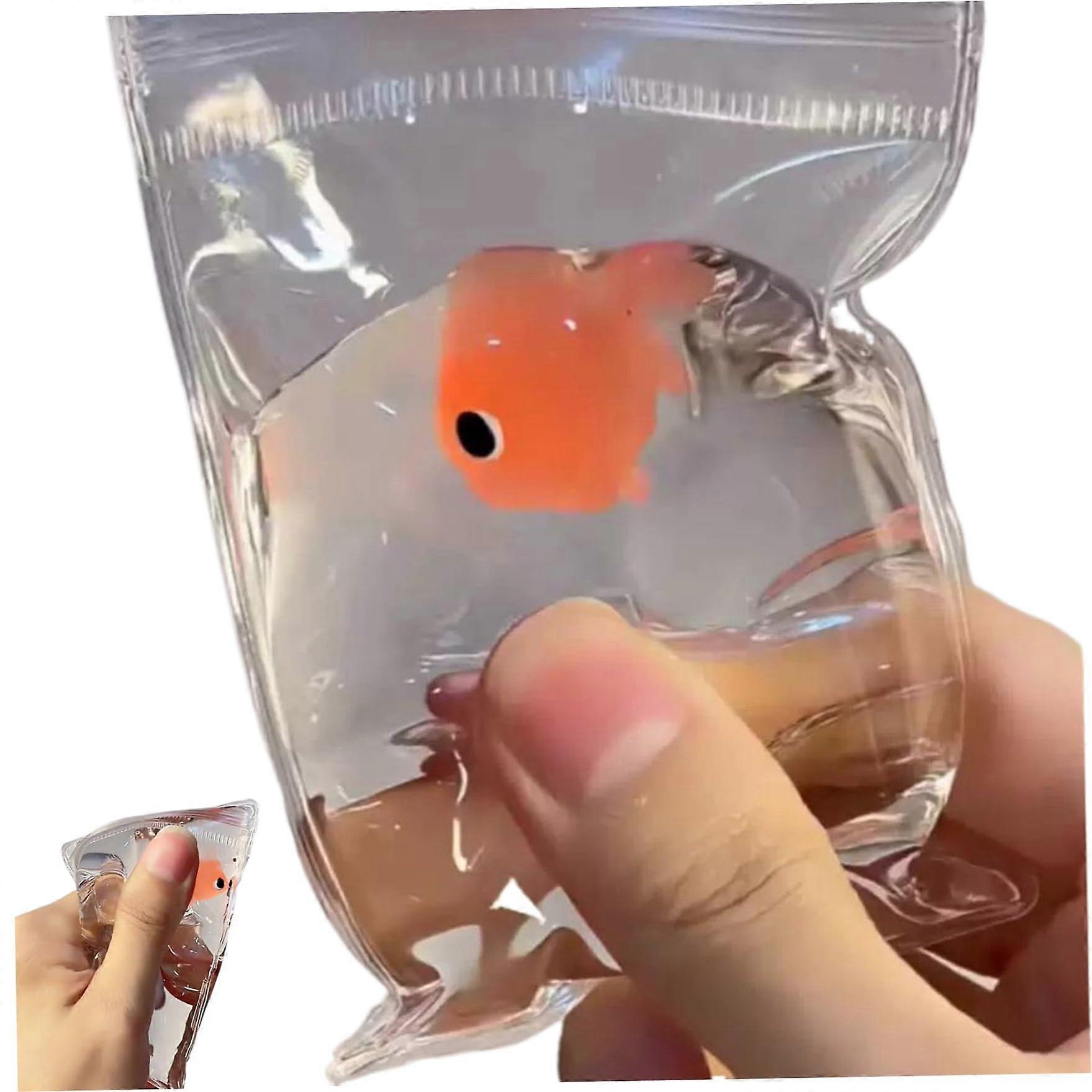 Zappy toy, stress toy realistic fish with transparent PVC bag cute squish stress relief toy, 4x3 inches soft