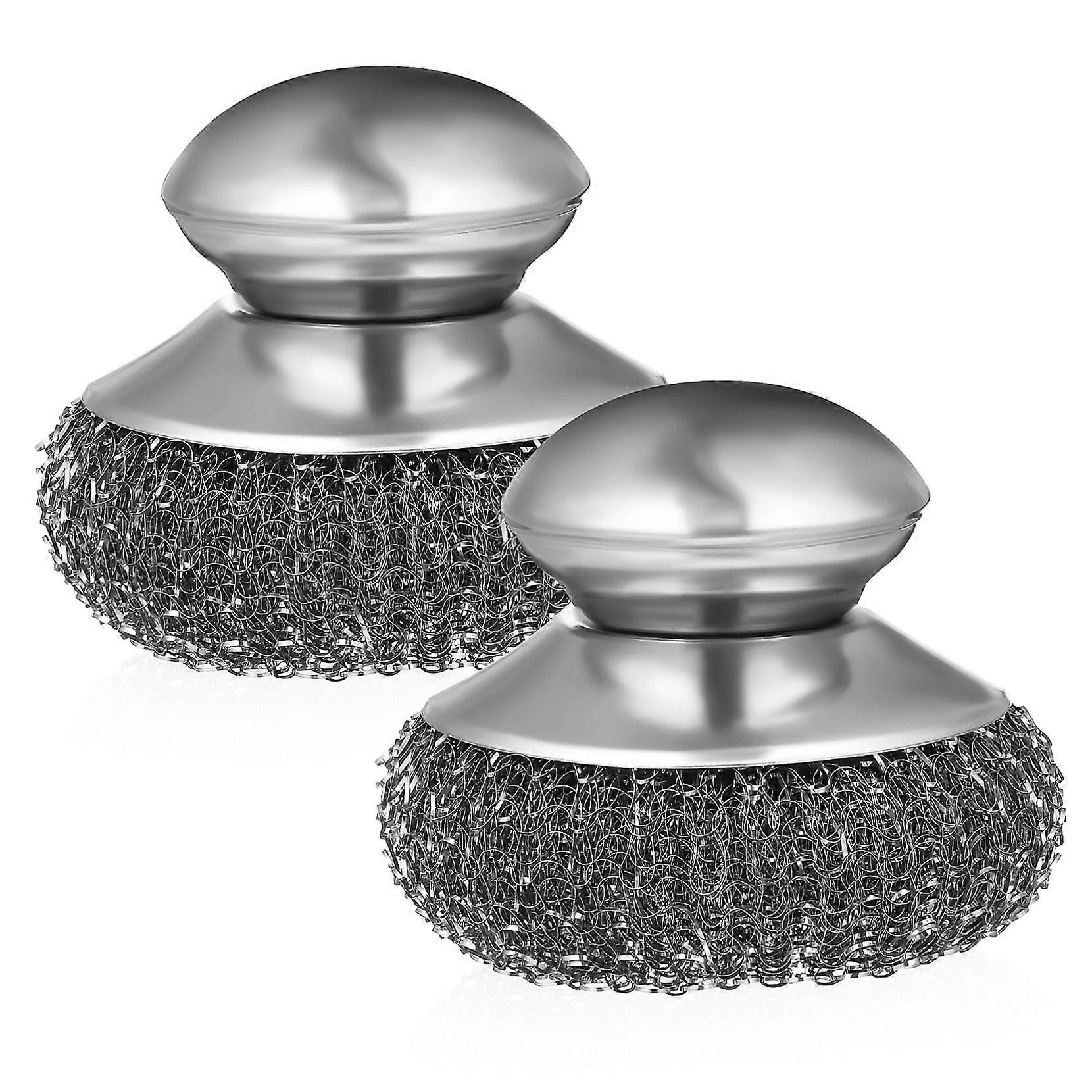 2 Pack Stainless Steel Pot Brushes Kitchen Scrubbers for Dishwashing and Cleaning, Durable Wire Handle Dish Cleaning Tools