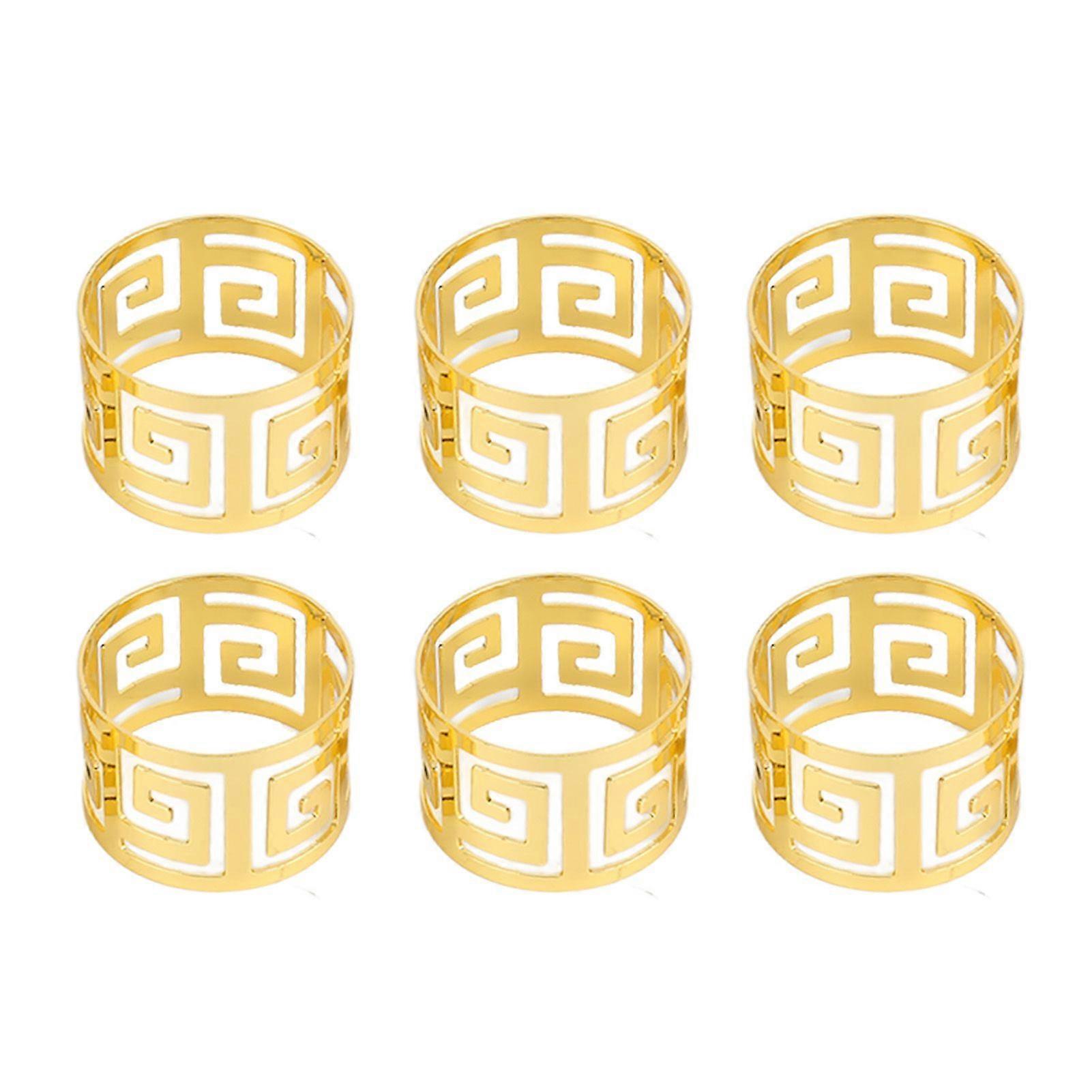 2025最新モデル6pcsナプキンリングセット電気メッキゴールデン中空アウト