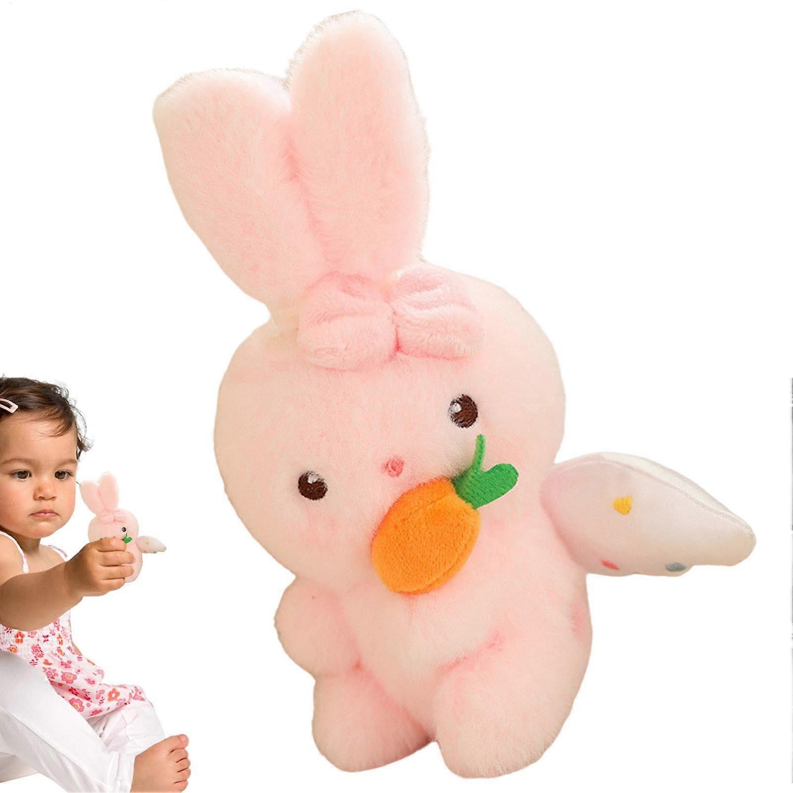 Pull String Plush Toy Ribbit Interactive Doll with Wings, Pink Stuffed Animal for Home Decor and Birthdays