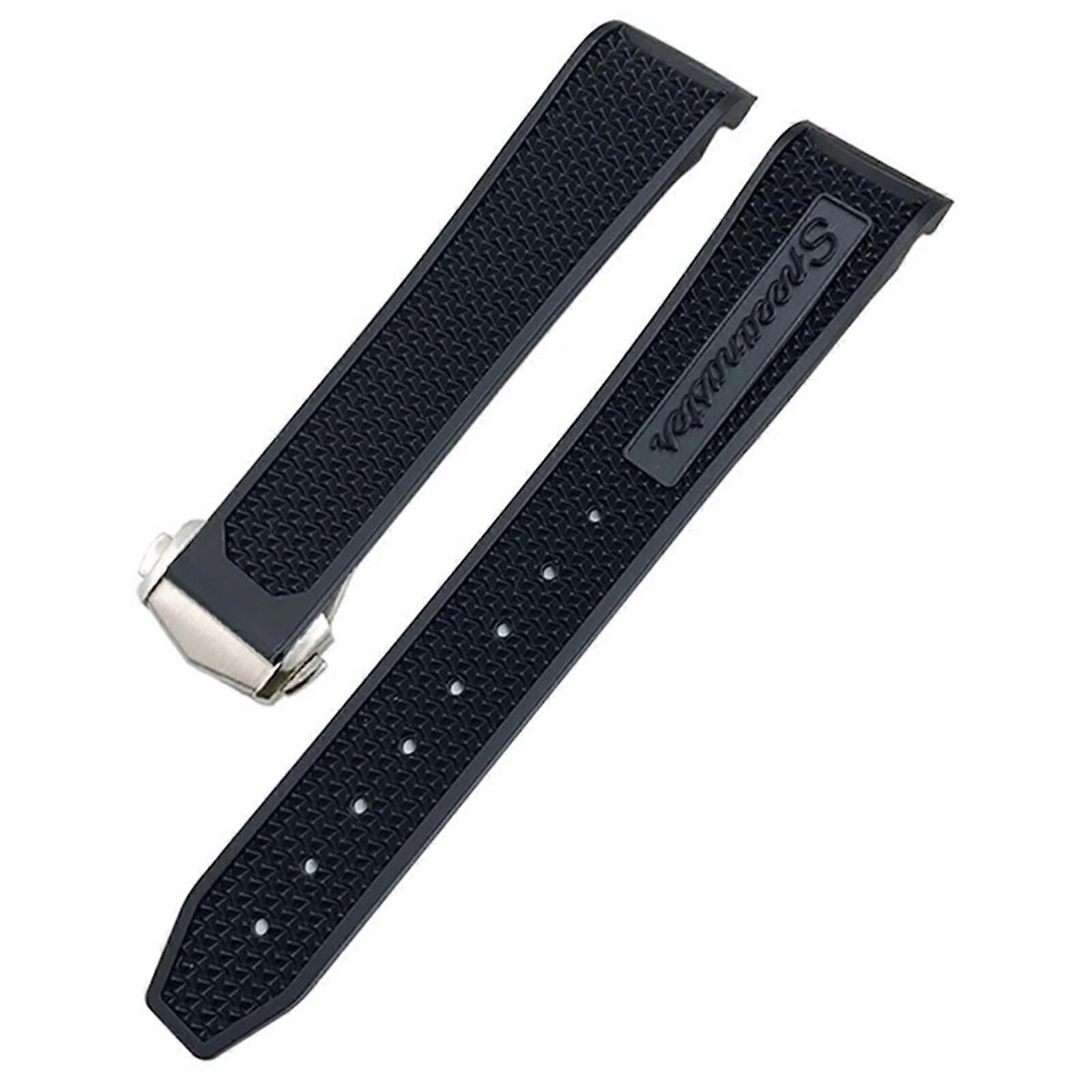 Silicone watch strap for Omega Seamaster Speedmaster 007 Seamaster 300 AT150, 22mm black pointed 22mm