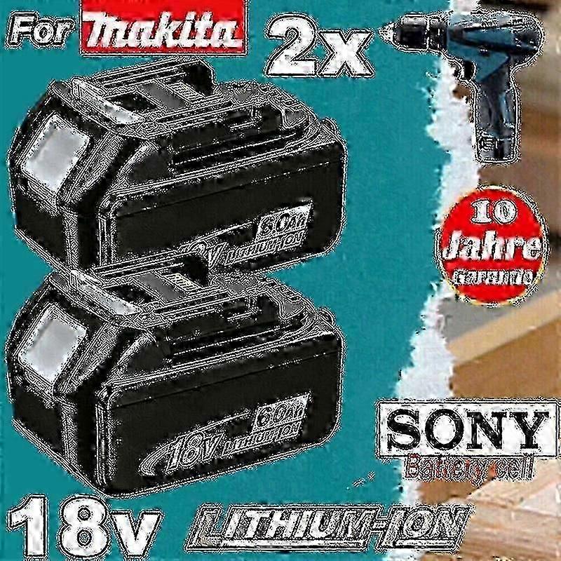 2 Pack For Makita 18V Battery 6.0Ah LXT Li-ion BL1850B BL1830B BL1860B Cordless Power Tool Long Lasting