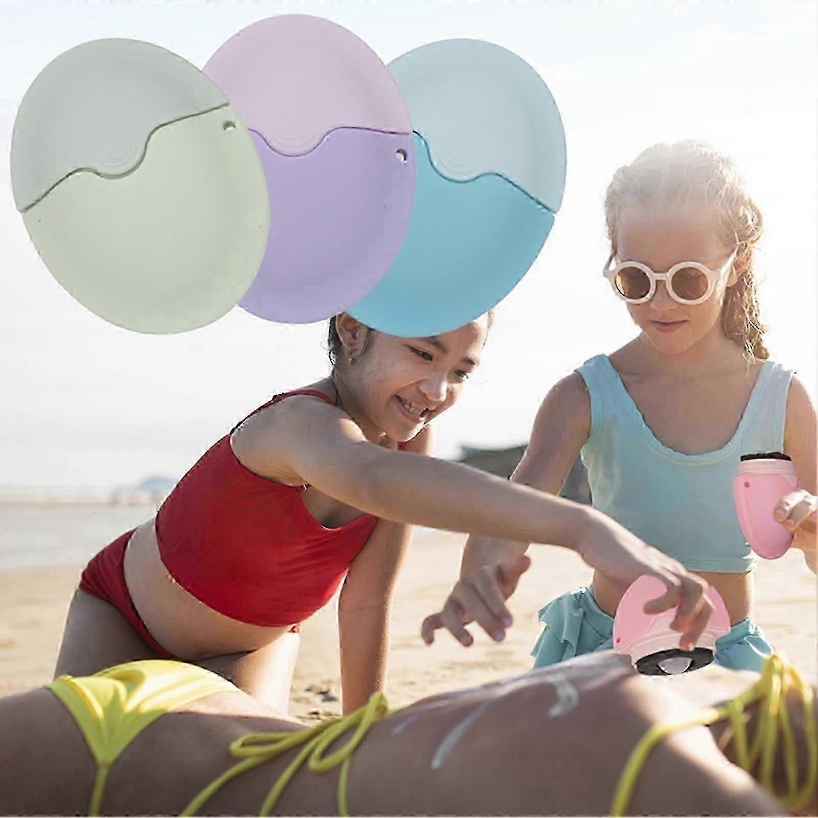 Sunscreen Applicator Portable - Roll on Sponge Applicator for Sunscreen, Sunblock Buddy Brush Set with Protective Caps For Kids, Adults & Families