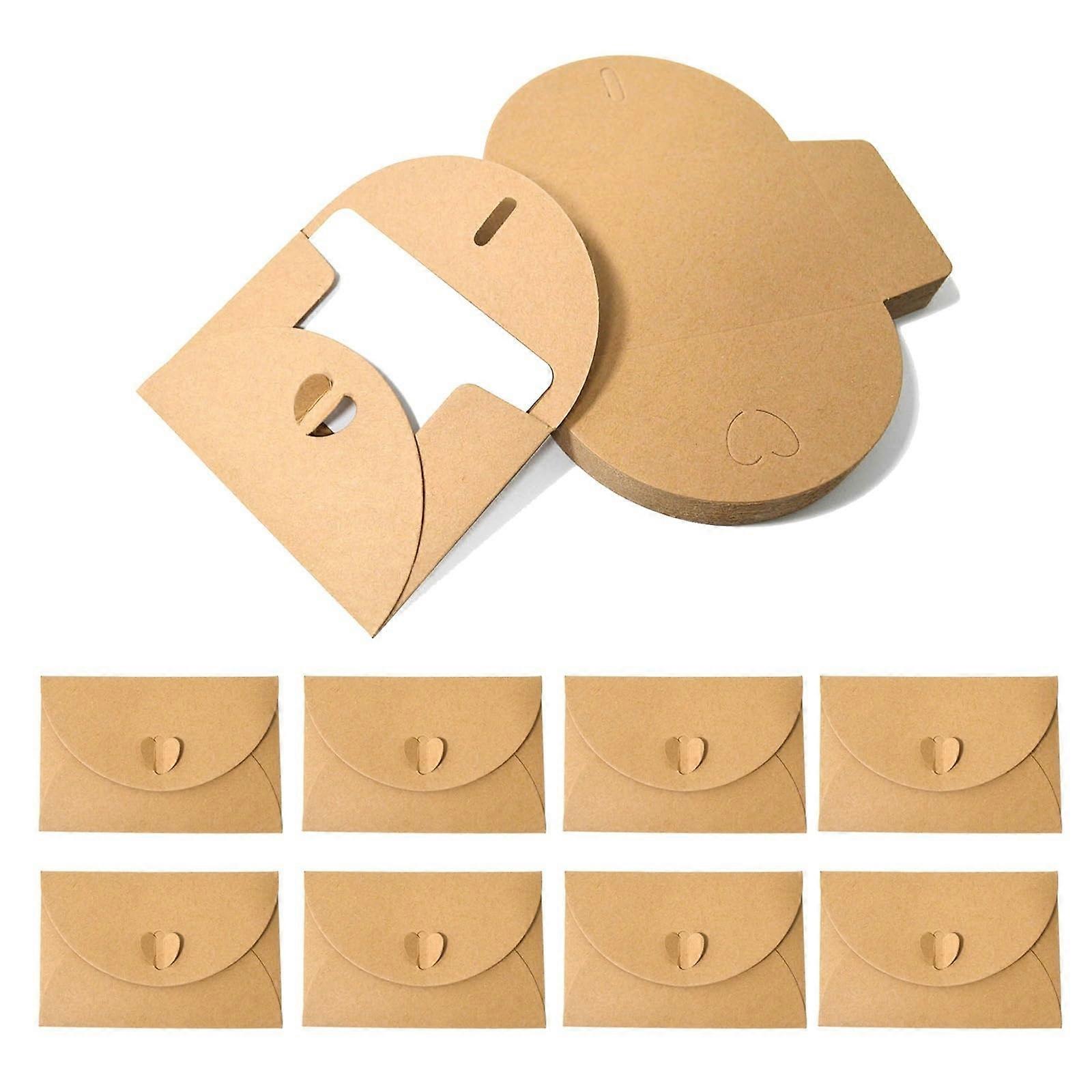 Small Envelopes, Pack of 40 Cards Kraft Paper Envelopes with Heart Closure with 40 Blank Cards for Thank You Cards Invitation Birthday Cards