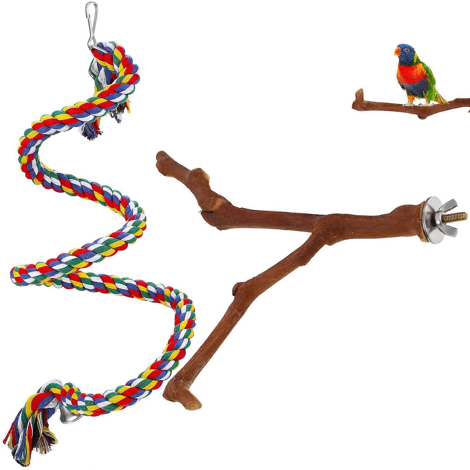 Wood Parrot Perch Parakeet Standing Tree Branch Indoor Bird Play 100.00X4.00X0.00cm Exercising 1 Set