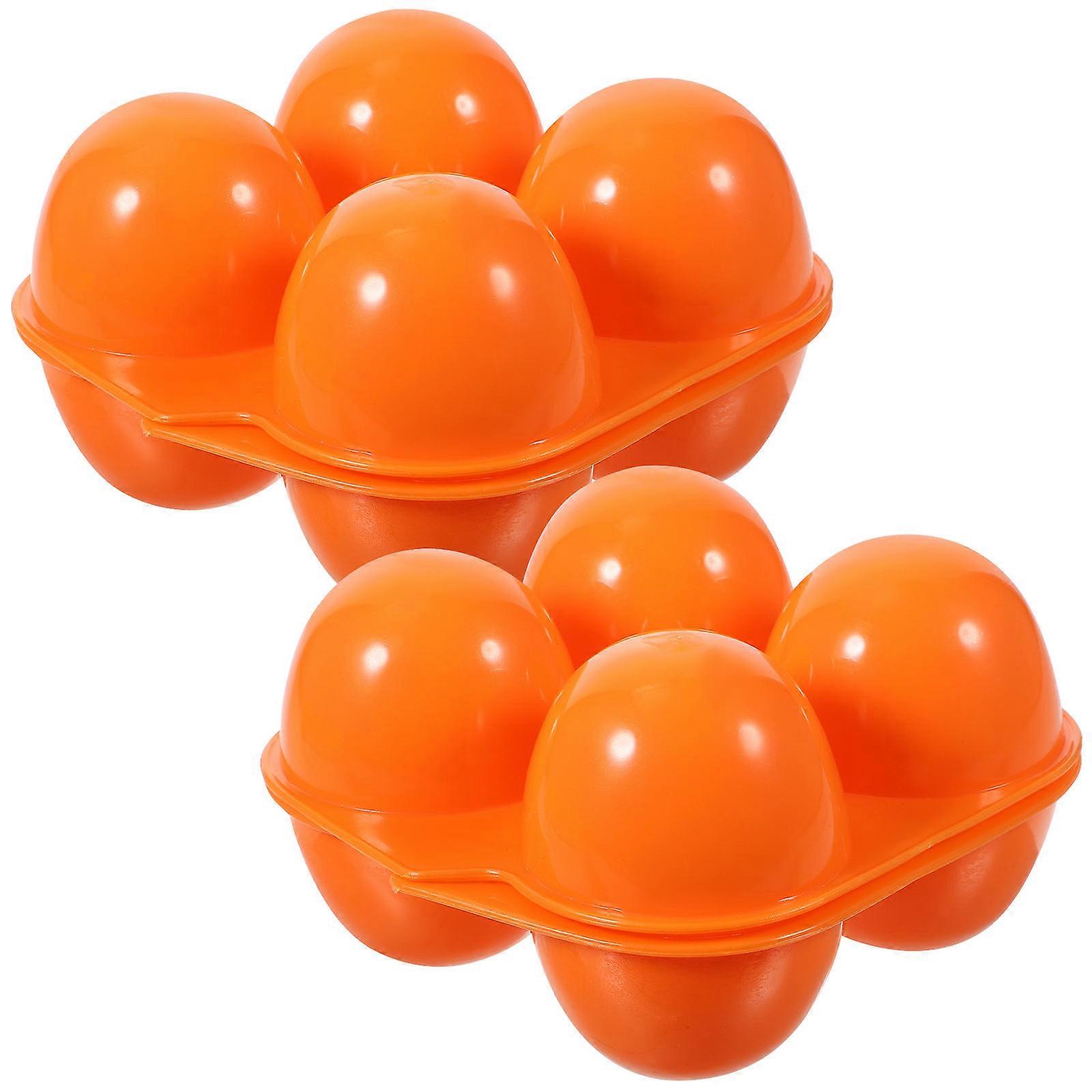 Egg Storage Box For Home Shockproof Eggs Box Rectangular Shape For Households Orange 12.50X11.00X6.80CM 2Pcs
