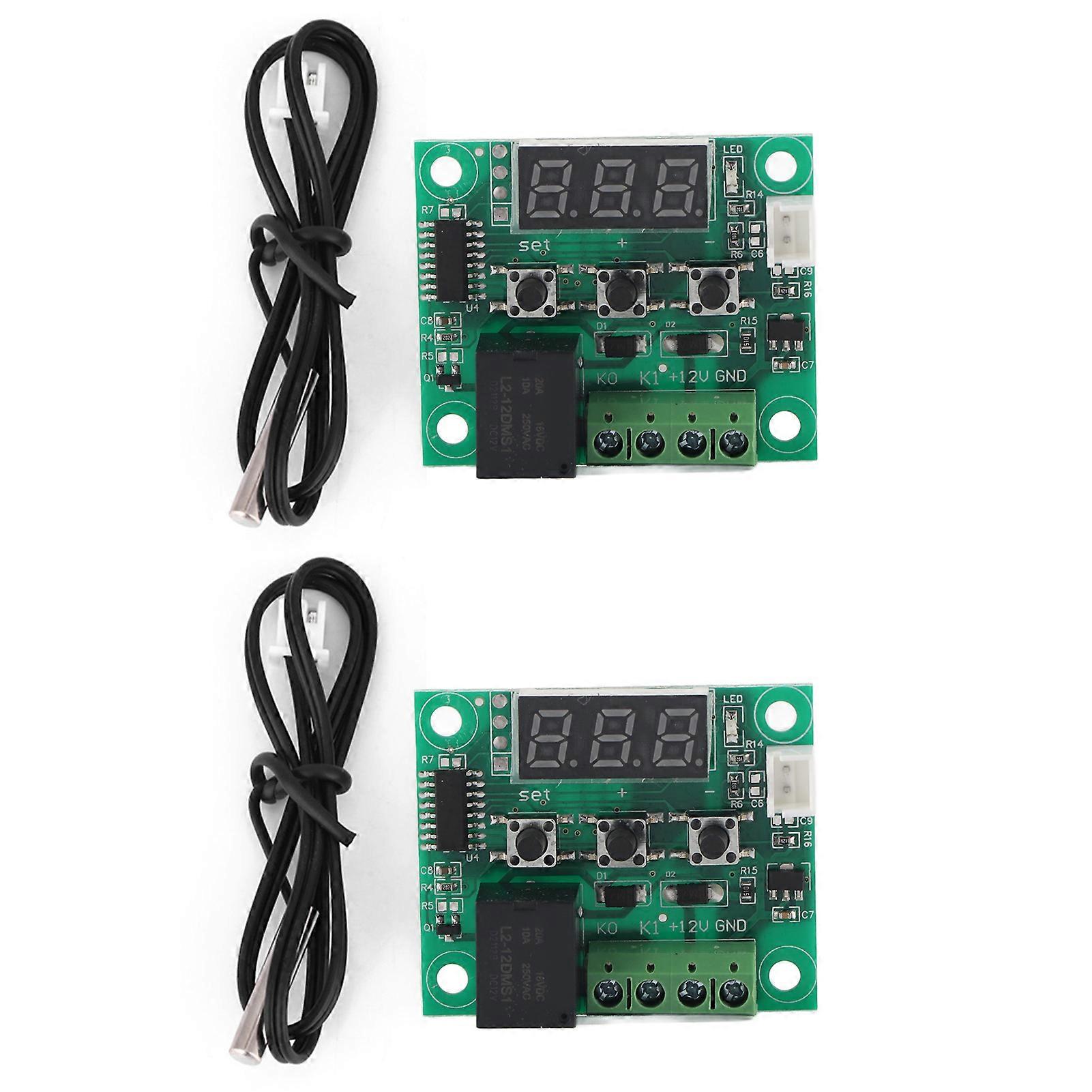 2pcs W1209 DC 12V Digital Thermostat Waterproof Sensor Temperature Control Switch -50~110°C