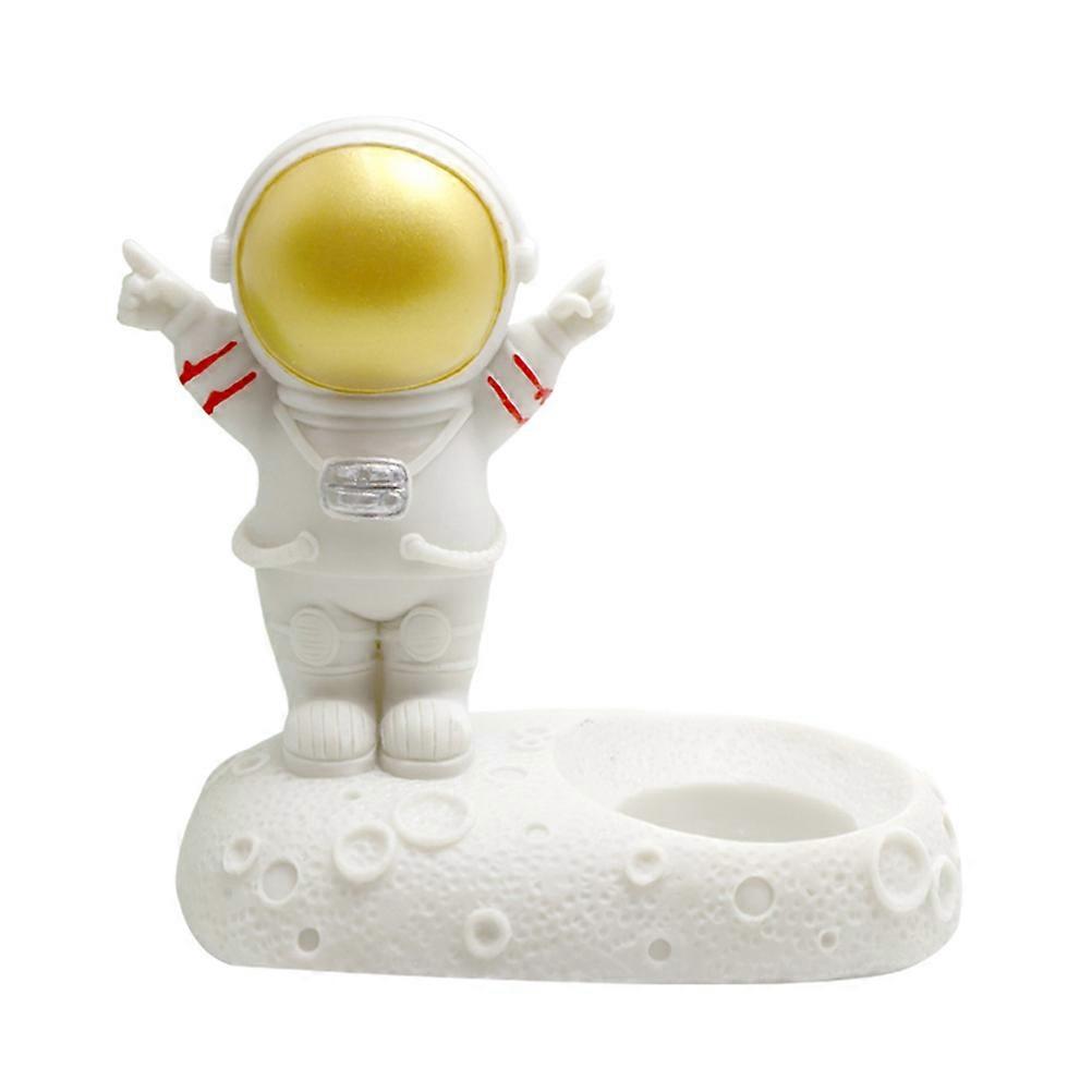 Astronaut Shelf Resin Astronaut Statue For Office Decoration Simple Design White Resin 1Set