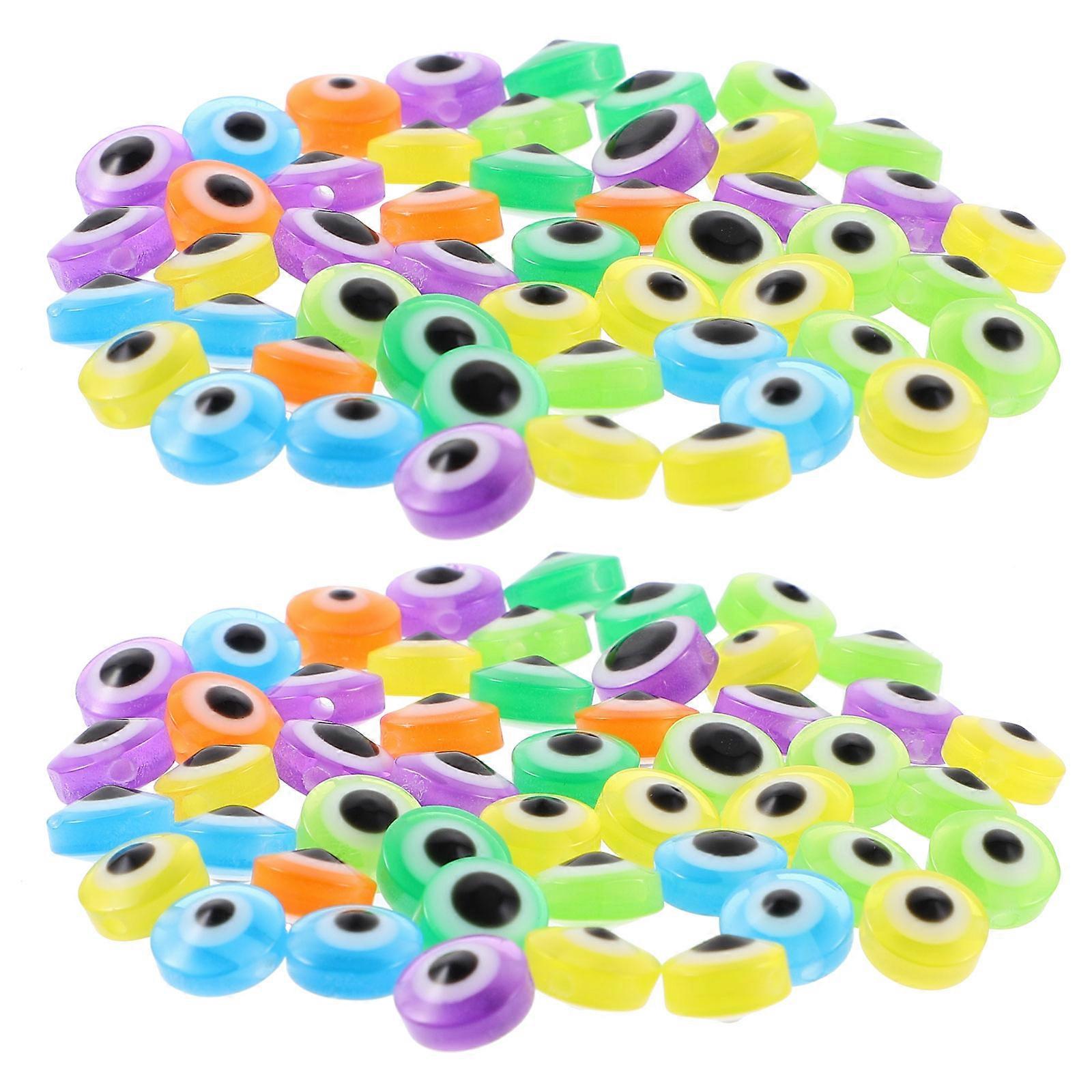 200pcs Flat Resin Eye Beads for Jewelry DIY, Spacer Beads for Bracelets, Earrings, and Pendants Crafting, Connector Beads for Handmade Accessories