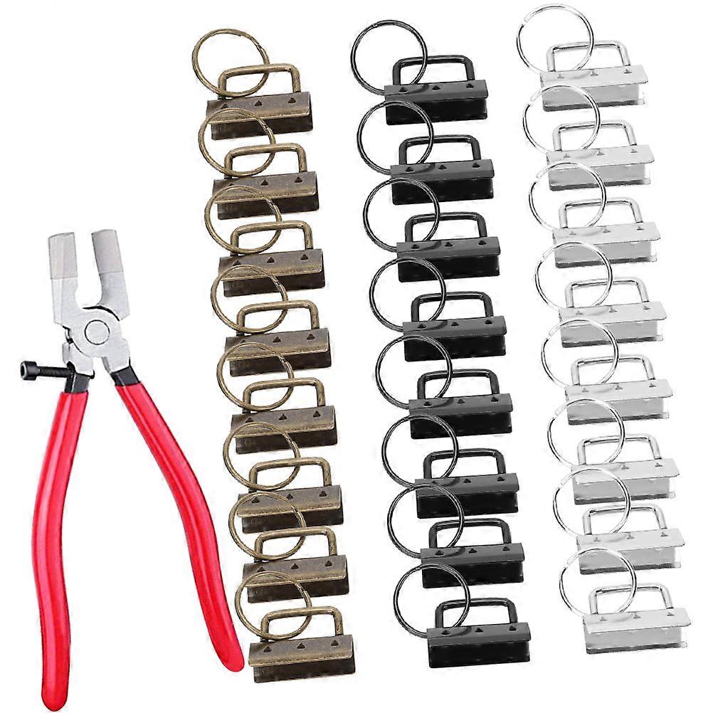 Keyring Kit Wristlet Keychains DIY Activities Craftsmen Black 30 Clips Webbing Hook Clip