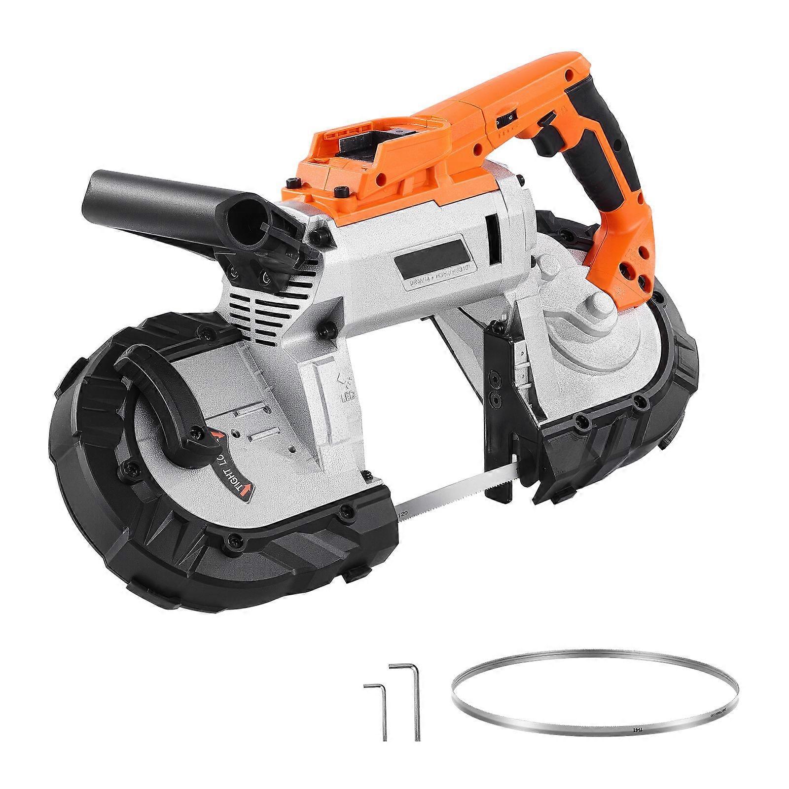 Portable Band Saw, Deep Cut, 360W, Brushless Motor, Hang Hooks, 0-192 m/min Variable Speed for Cutting Metal, Wood (Bare Tool Only)