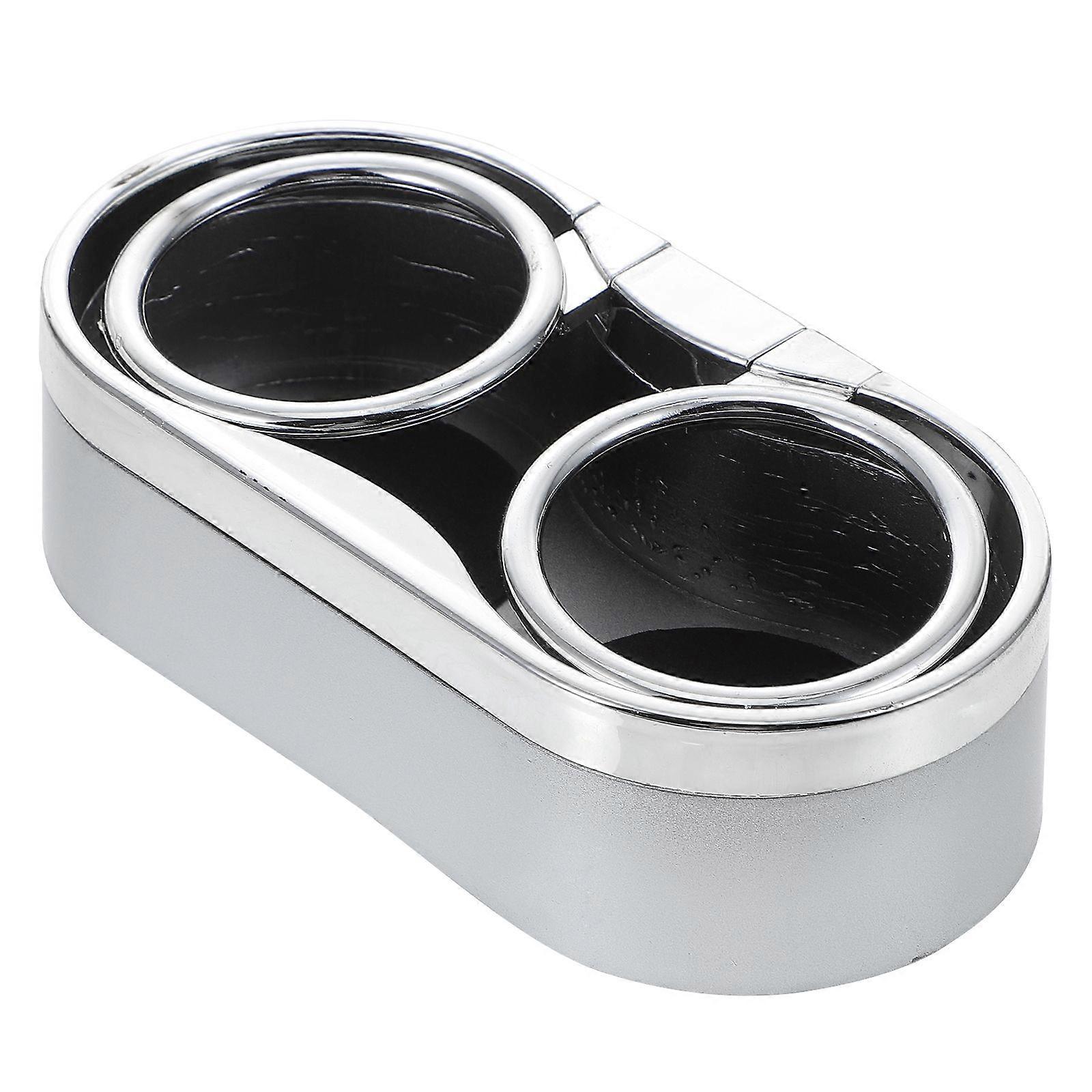 1Pc Multi-function Double-Cup Holder Automobile Water Drink Rack(Silver)