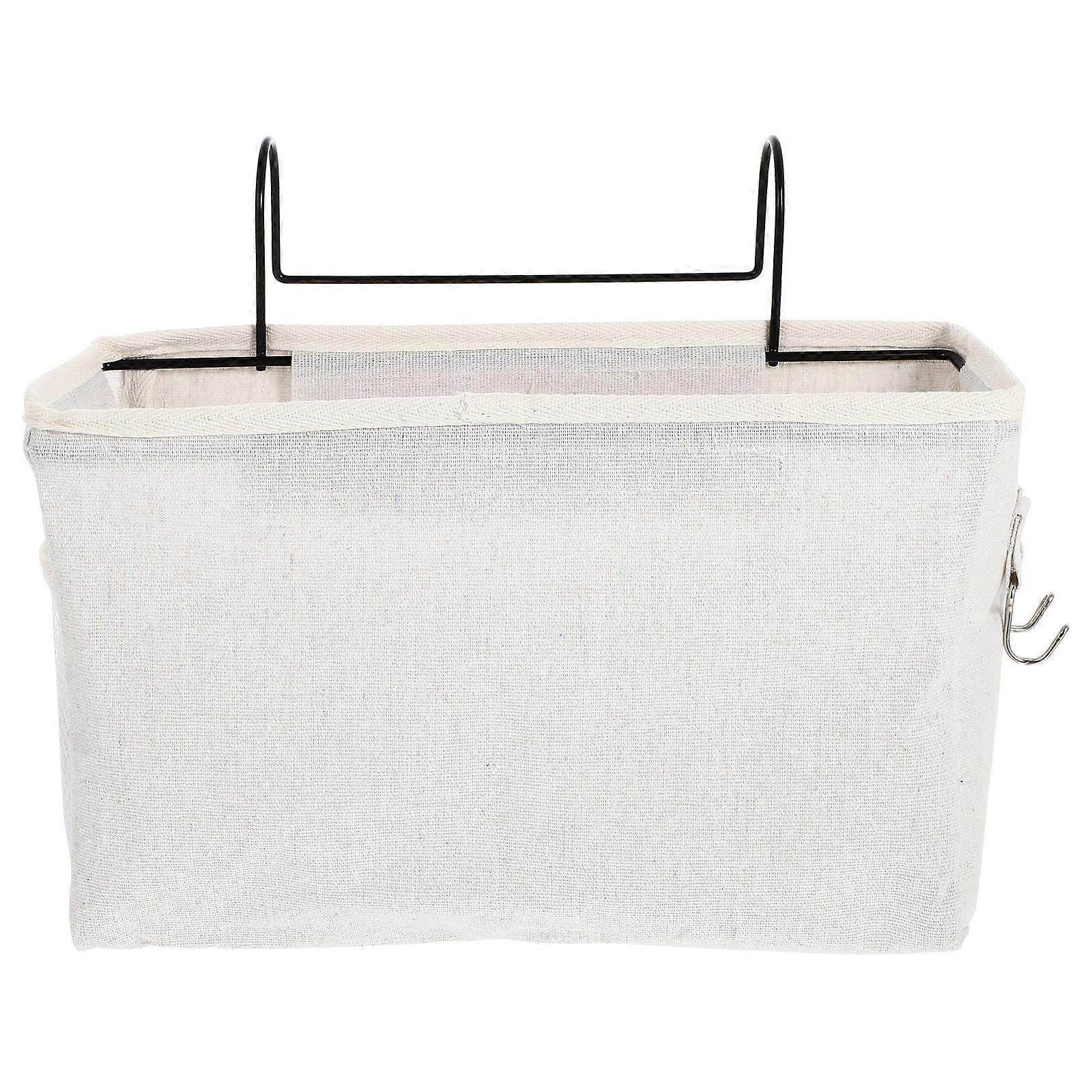 Bedside Canvas Organizer Iron Material Simple Design Home Organization Multi-Use Bedside Hanging Storage 1Pcs