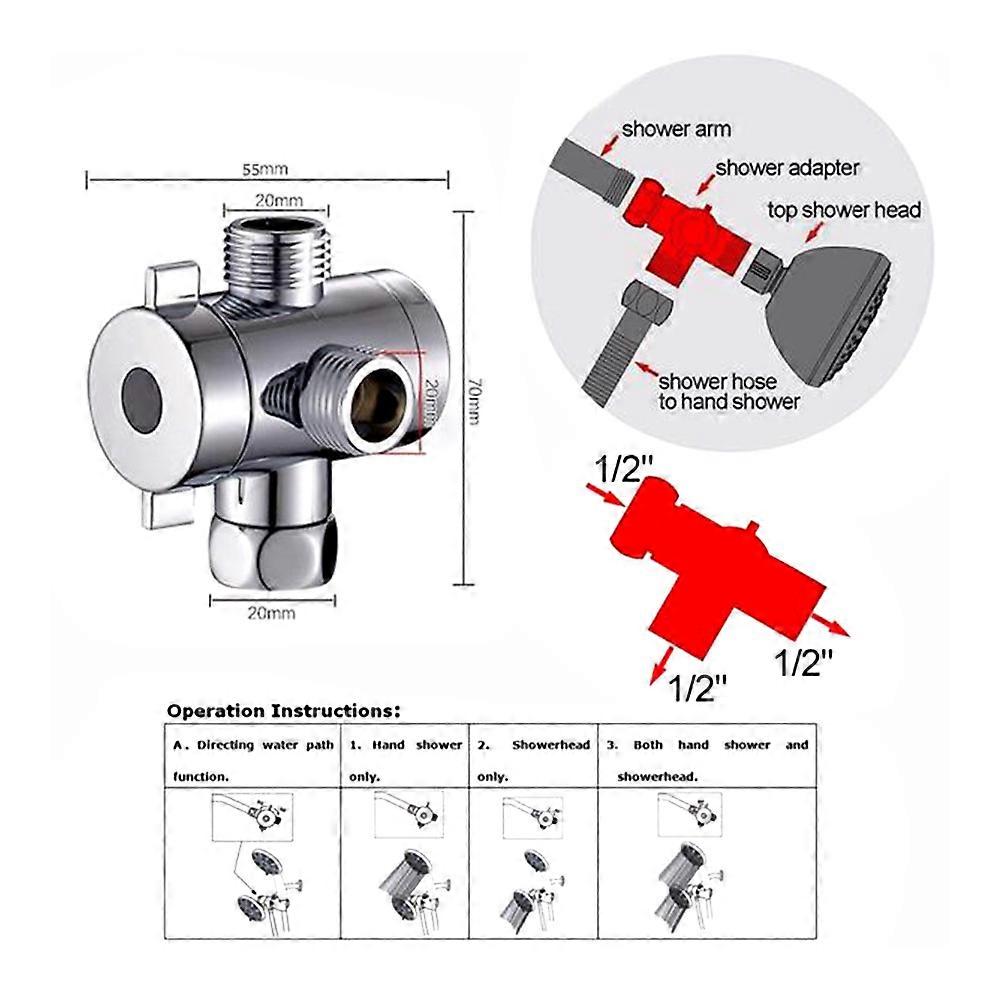 Bathroom Accessories Shower Head Diverter Three -Adapter for Shower Use