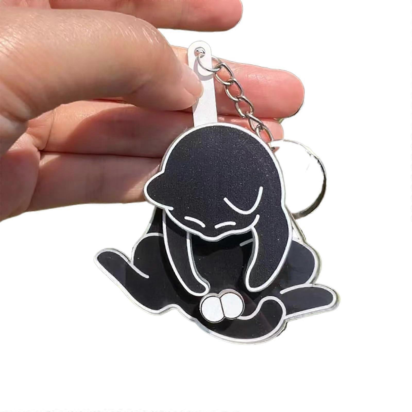 Interactive 3D Cat Keychain with Wobbling Cat and Rotating Eggs, Funny Gift for Couples, 2.8 x 2.8 Inches, Color -02