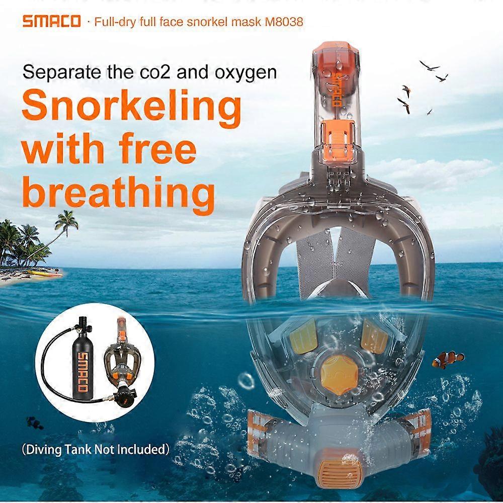 Snorkel Full Face Cover with Foldable Dry Snorkel Tube Anti-Fog Anti-Leak Snorkeling Face Cover with Camera Mount Storage Bag