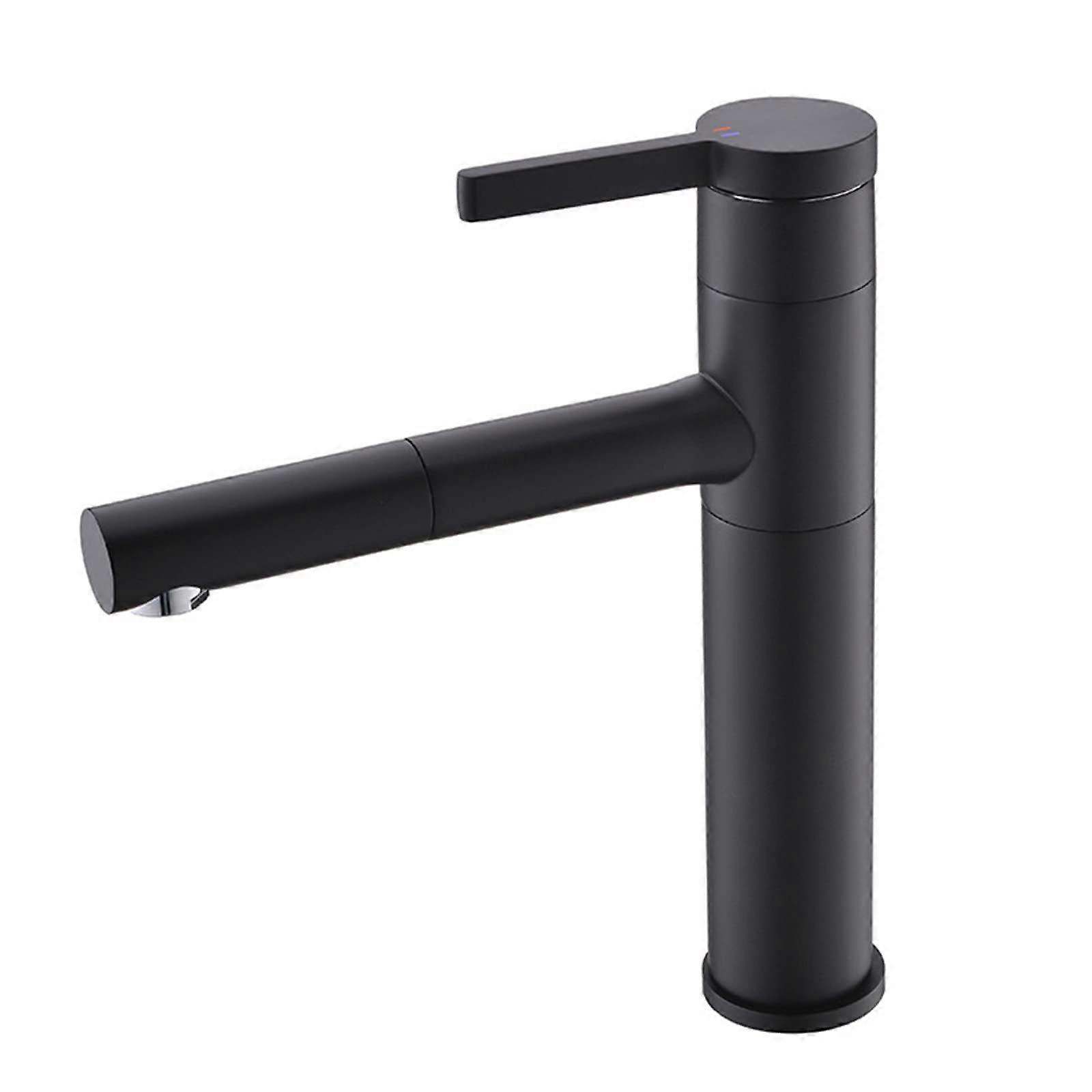 Singlehole bathroom faucet with pullout sprayer, retractable hot and cold singlehandle basin faucet made of brass, for the bathroom.