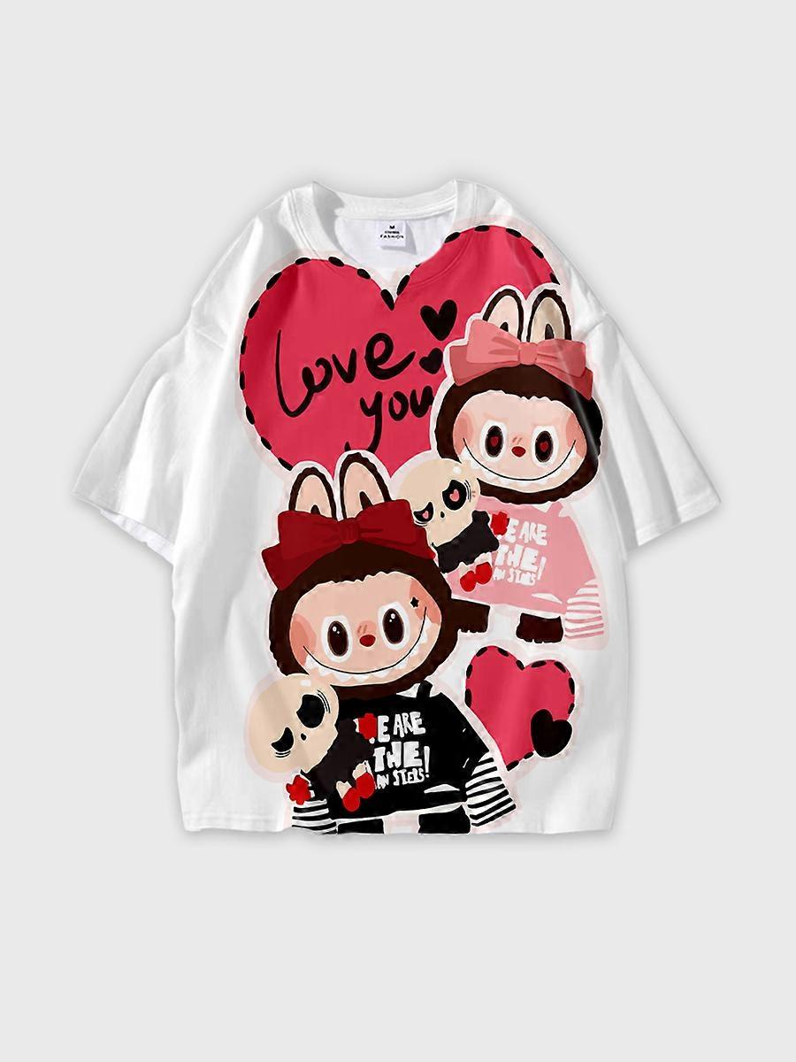 T-shirt round neck Pattern loose short sleeve P2159