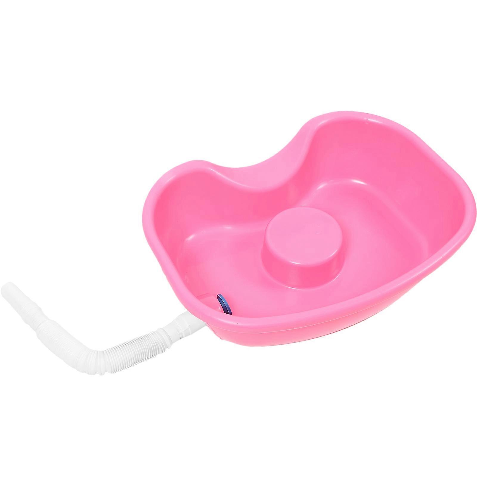 Portable Hair Washing Rest Shampoo Basin for Bedridden Made of Plastic Rosy Color Fits Neck Curve
