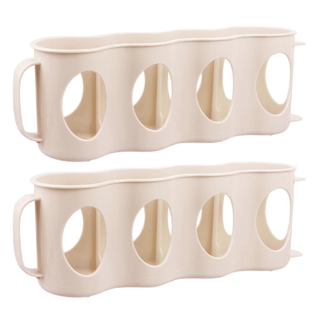 2PCS Beverage Can Organizer Made of PP Material for Refrigerator Use 4 Section Storage Box Beige