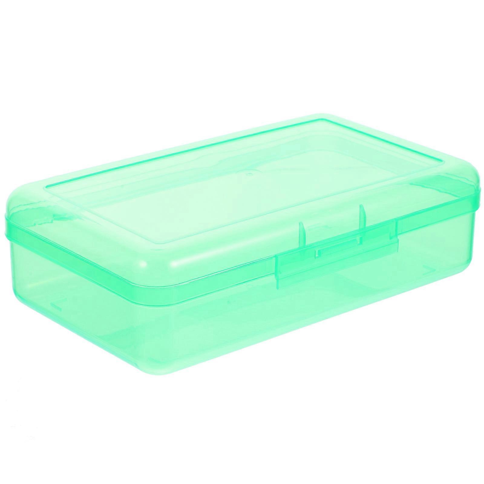 Green Plastic Pencil Case with Large Capacity for Storage Use Safe Strong Durable 7.5 x 4.5 x 3 inches