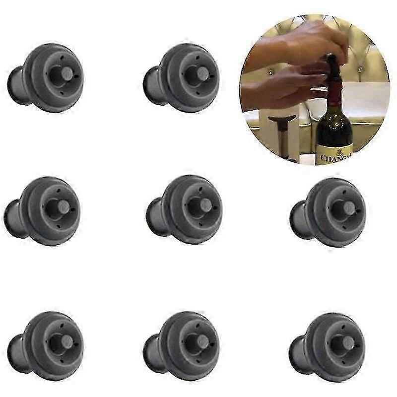8PCS Reusable Silicone Wine Vacuum Stoppers & Bottle Sealers - Durable Wine Preserver with Vacuum Pump for Freshness