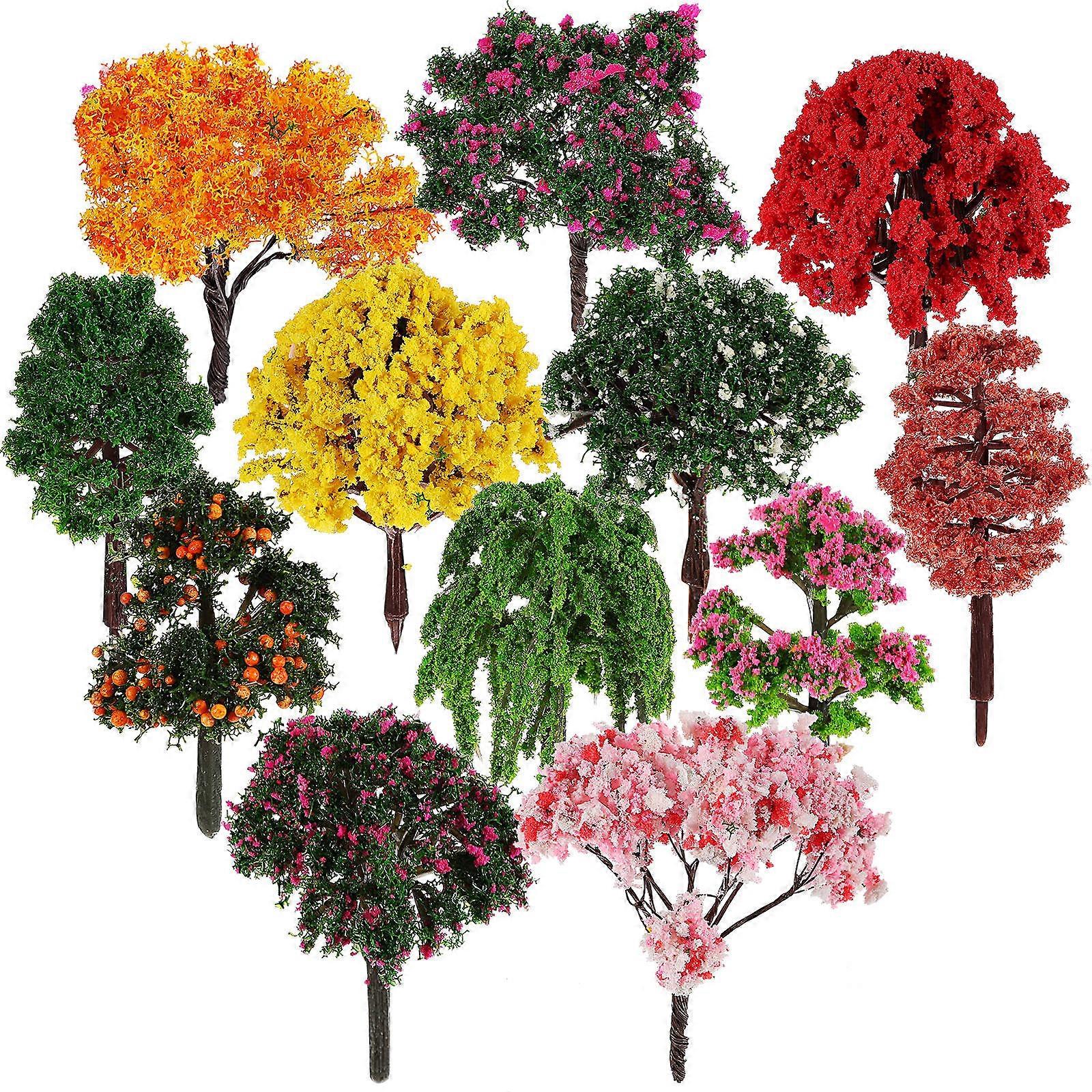 Model Trees Mini Trees Set for Decor 12Pcs Fake Tree Garden Ornaments