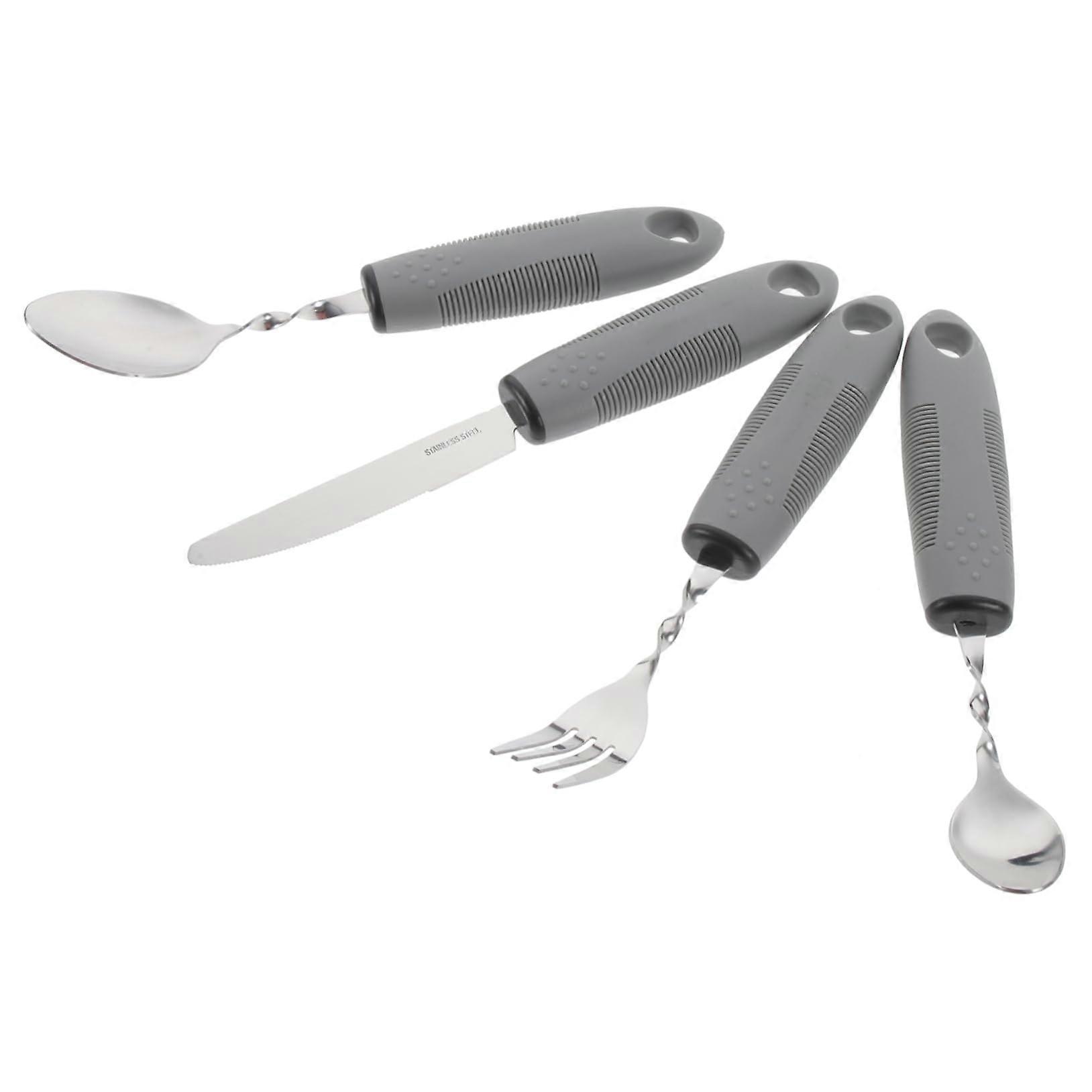 Adjustable NonSlip Cutlery Set for Seniors, Plastic for Easier Eating