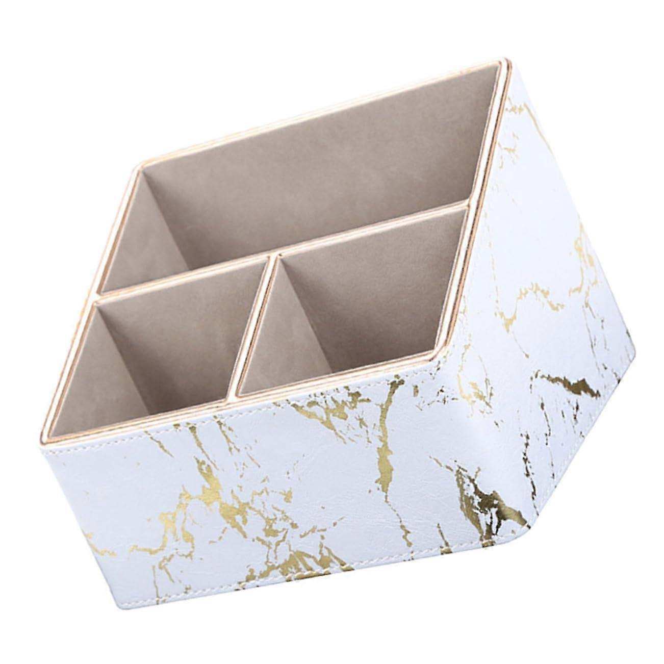 Decorative Desk Organizer with Compartments for Remote Controls, Office Supplies, and Cosmetics - Stylish Home and Office Storage Box