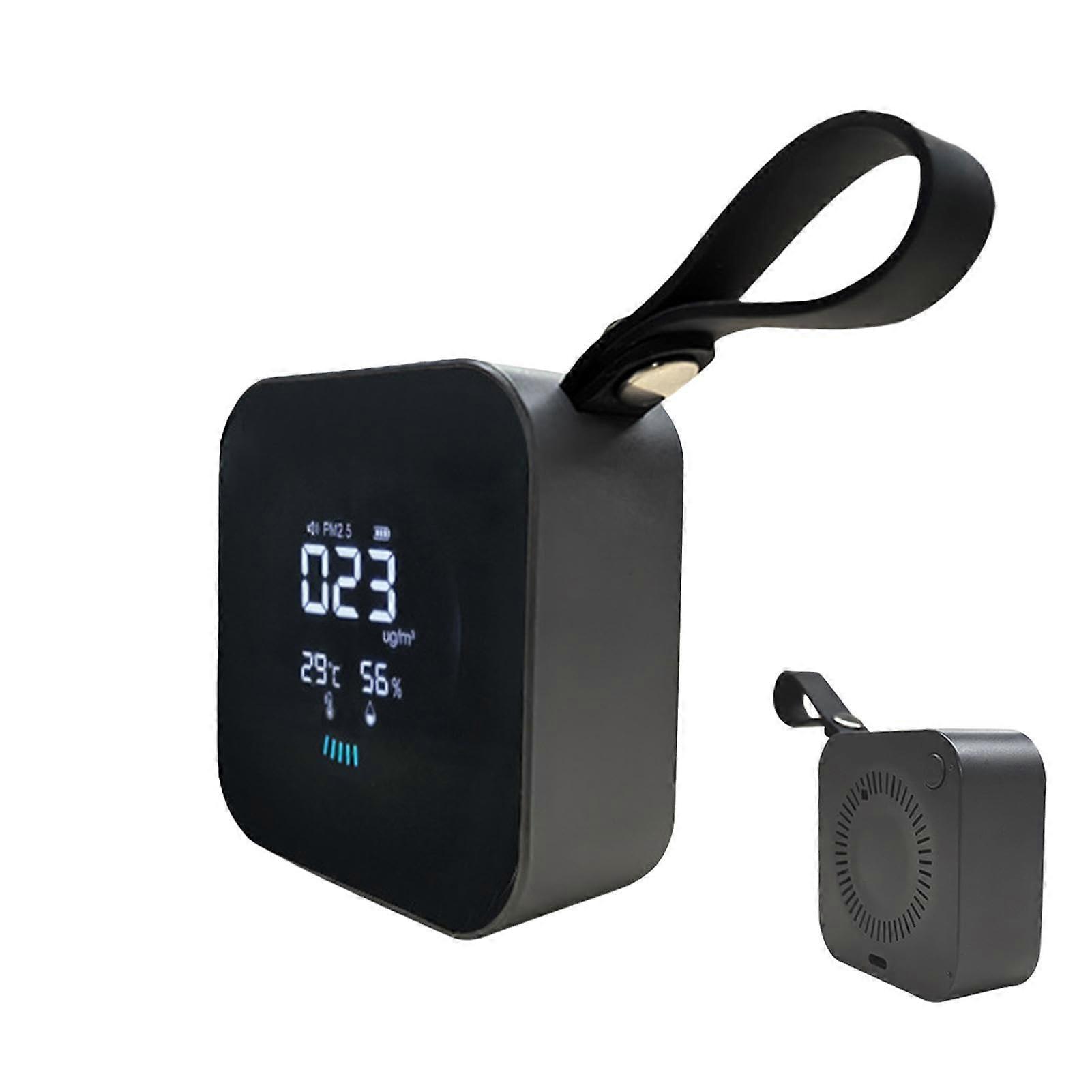PM2.5 Detector, Portable Air Quality Monitor, 1.1 Inch Type C with Strap, LED Display, Humidity and Temperature Detector, Gray