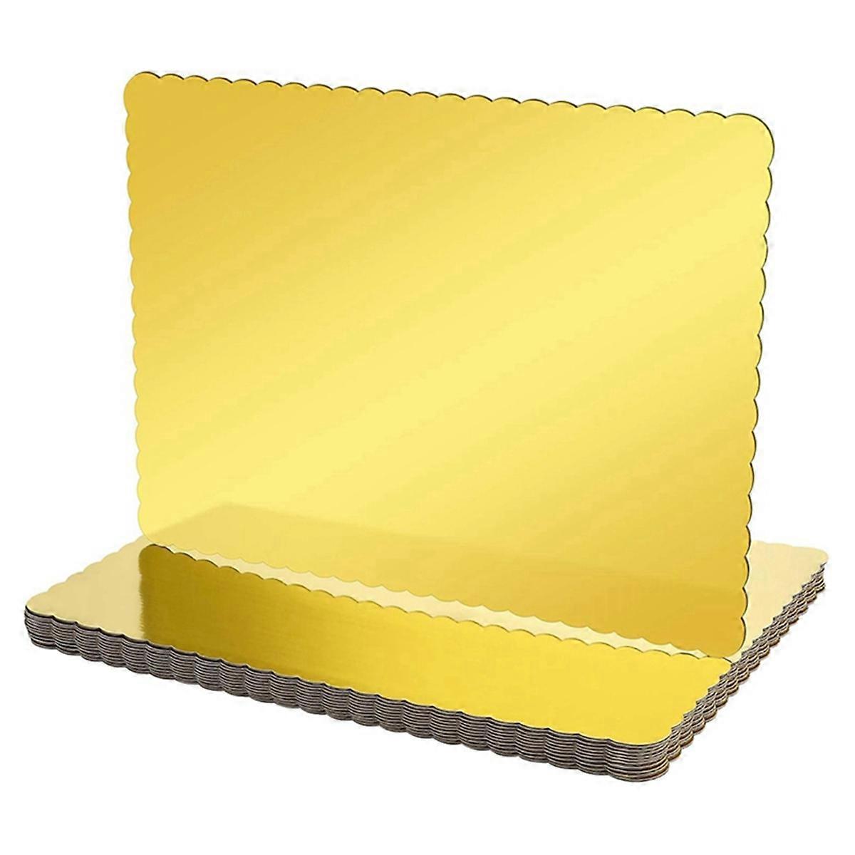 Paquet de 20 bases de gâteau en carton jetables rectangulaires, 25 x 34 cm feuille d’or quart de gâteau Shee