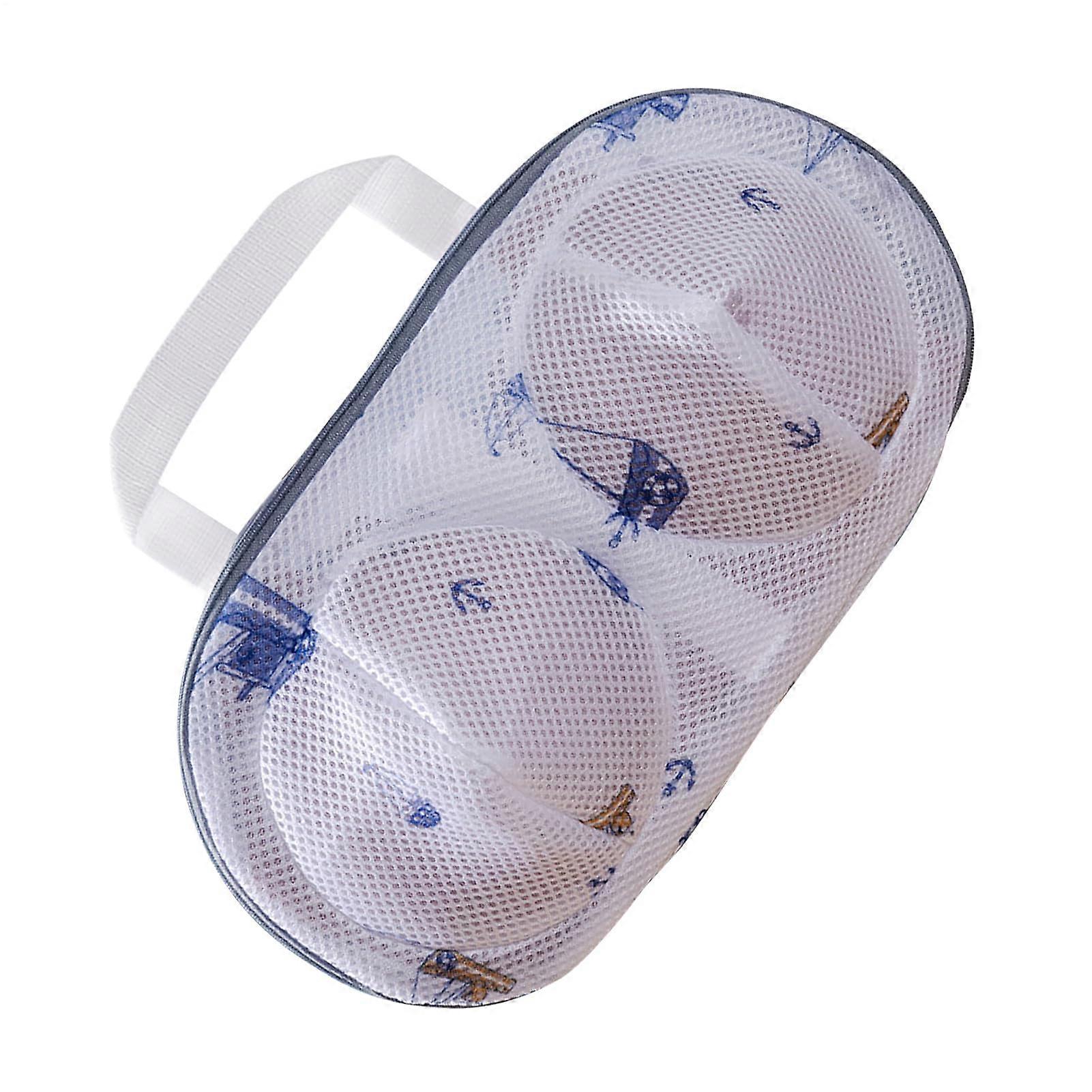 Mesh Laundry Bag with Zipper Wash Bag for Machine Polyester 20x34cm Blue