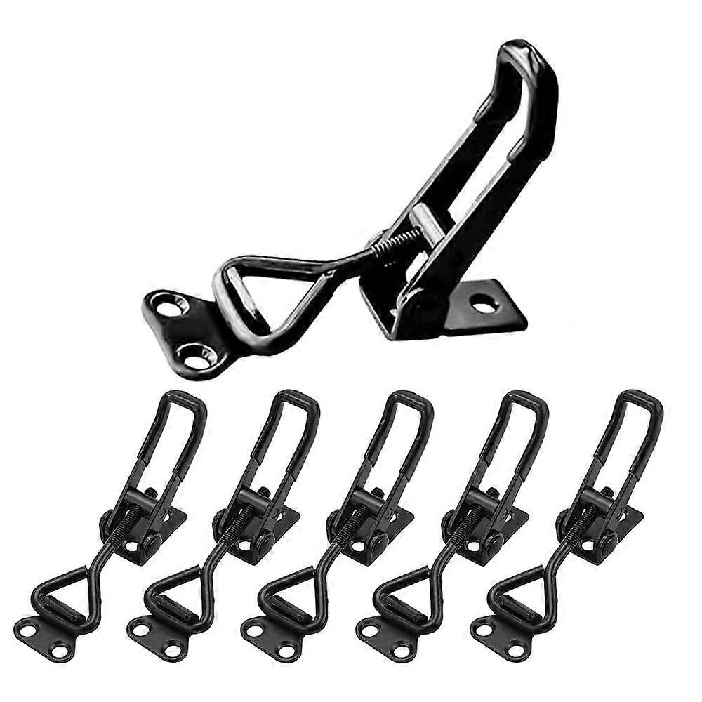 6Pack Toggle Clamp Latch  Adjustable Quick Release Hasp Clamps Black Metal Toggle Latch Catch Set for Smoker Cabinet Boxes Case Trunk Jig