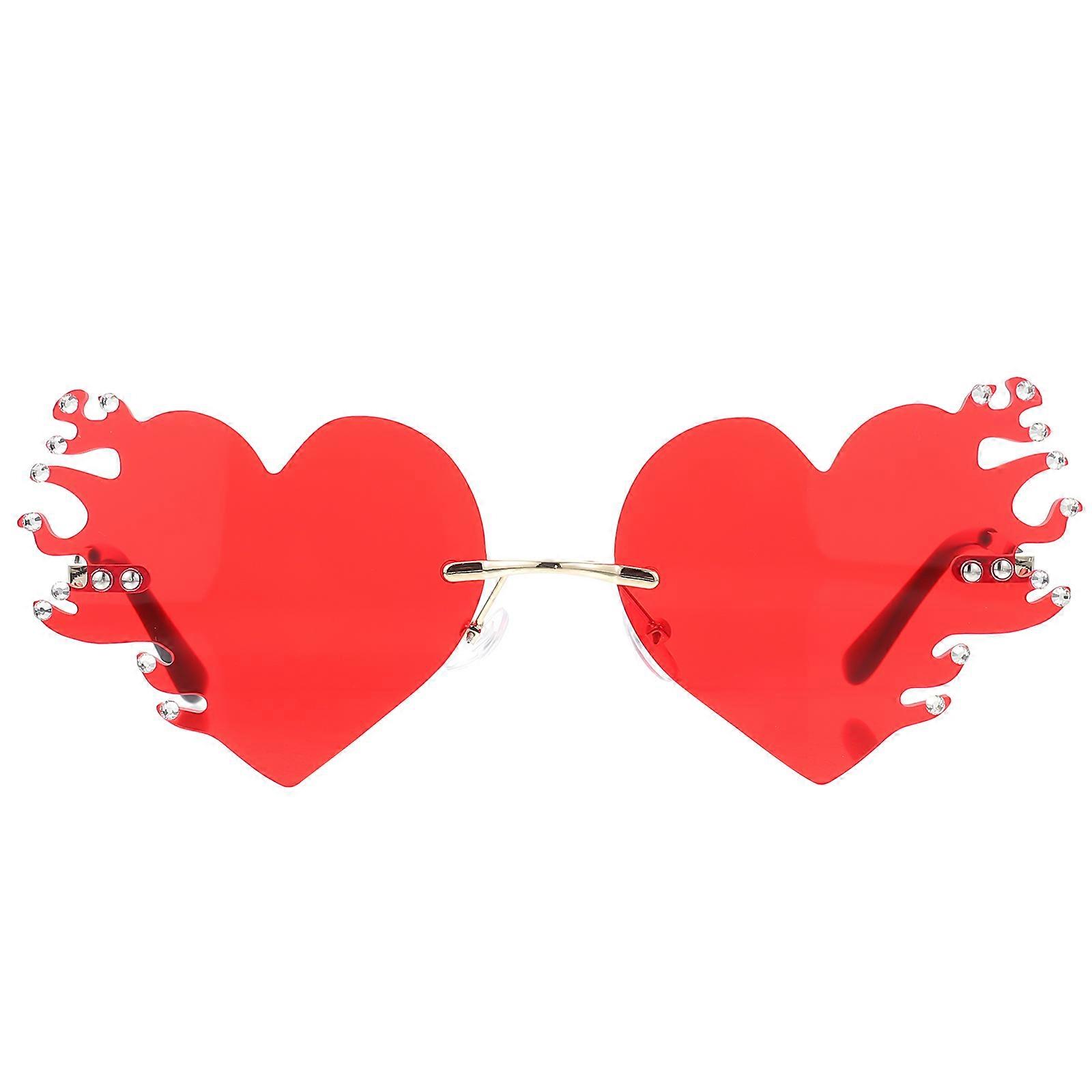 Rimless Heart Shaped Sunglasses for Parties Unique Fashion Accessory for Valentine's Day, Lightweight and Comfortable Design