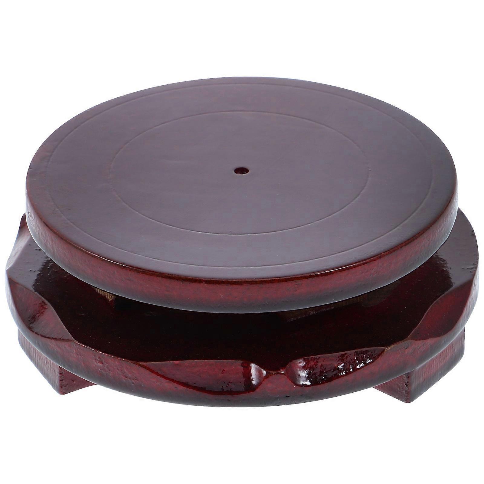 Rotatable Wooden Display Base for Mini Ornaments, Indoor Mini Plant Pots and Small Craft Storage, Diameter Stand for Home Decor