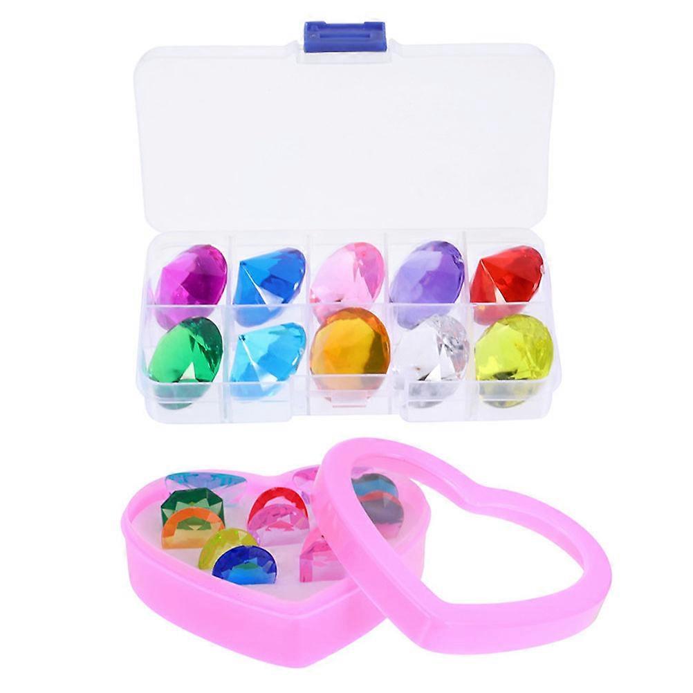 2 Sets Plastic Gems Toys with Storage Boxes for Kids Assorted Color Compact and Reusable