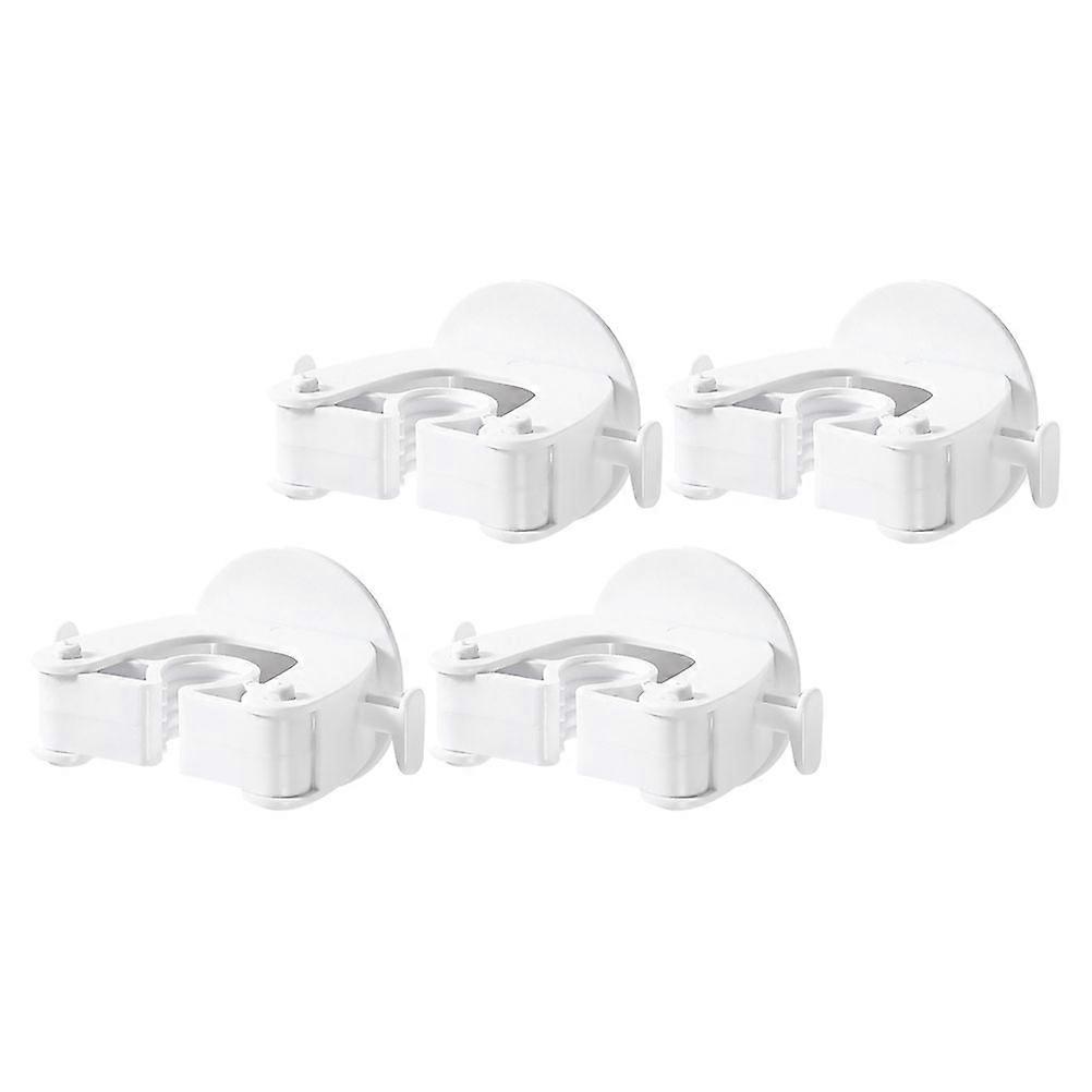 Multi-functional Mop Hangers For Office Use Offering 4Pcs Space-saving White Broom Holders Installation