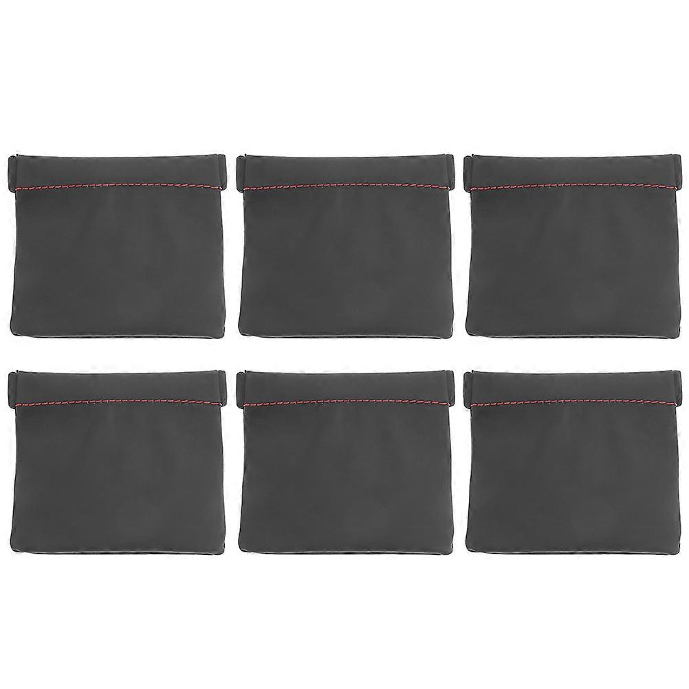 6pcs PU Earphone Storage Bags, Compact Cable Organizer Pouches for Travel, Hiking, Camping – Black