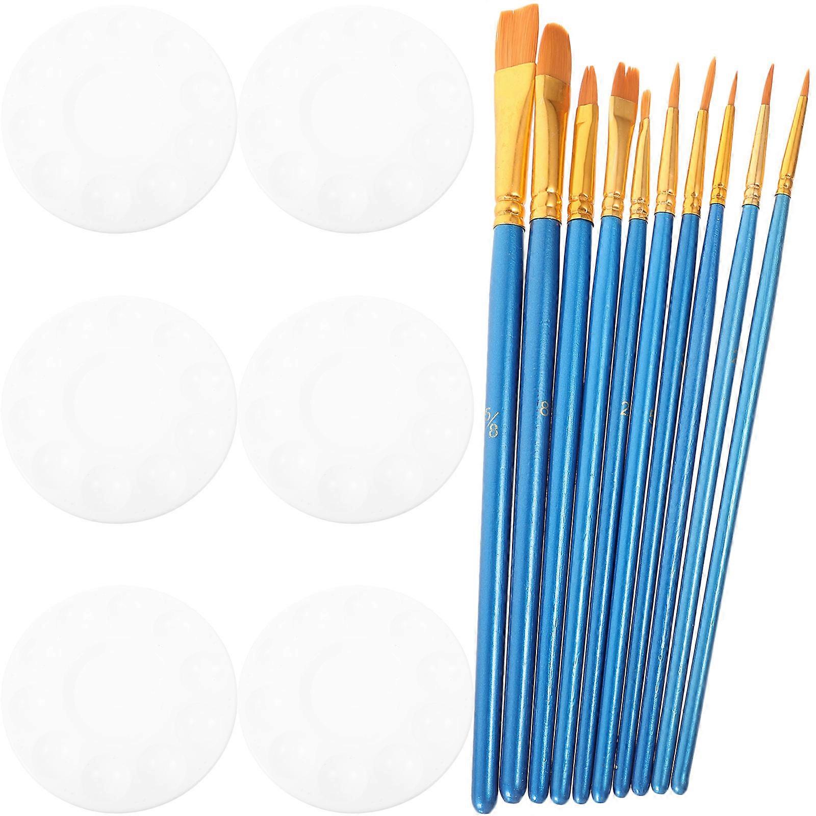 1 Set Reusable Paint Pallets Painting Trays Watercolor Mixers Mixing Trays and Brush
