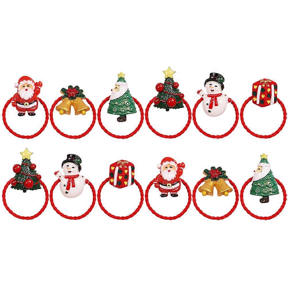 Festive Hair Bands 12Pcs Christmas Hair Ties For Children Decorative Usage Assorted Color Lightweight Material