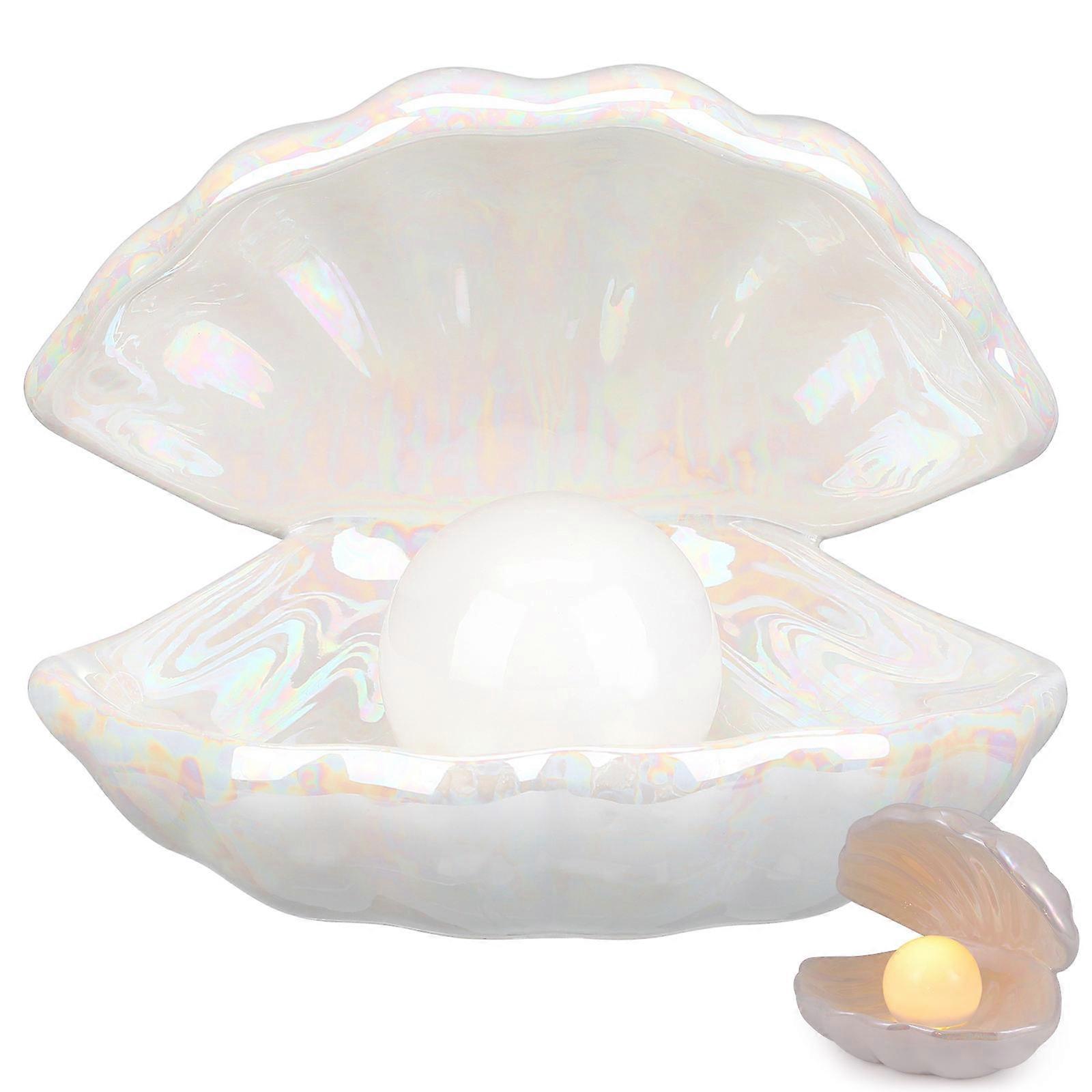 Shell Pearl Design Night Light for Lighting White Ceramics Desktop Ornament