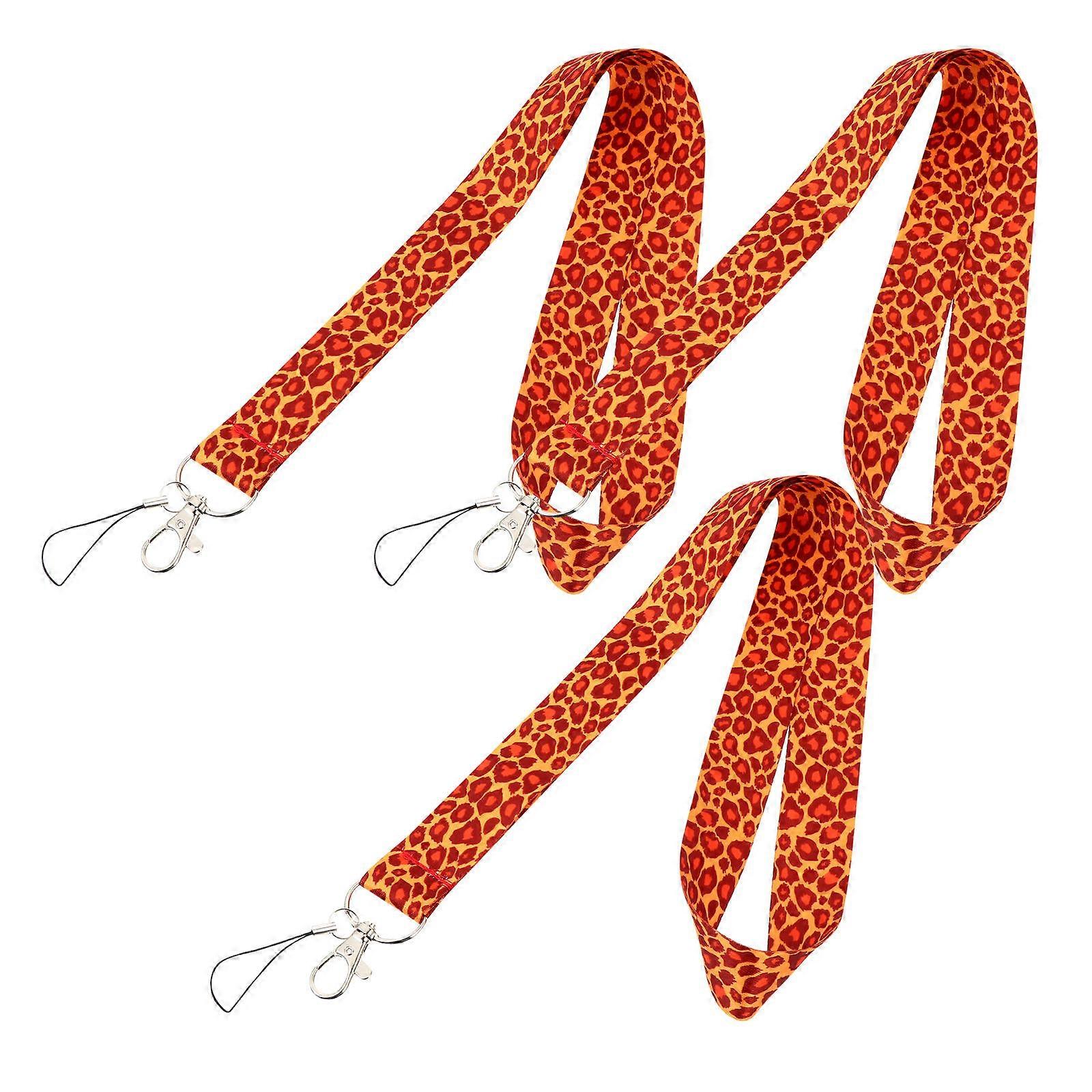 Leopard Print Neck Strap For Hanging ID Cards And Camera In Durable Material 48X4X0.2Cm 3Pcs