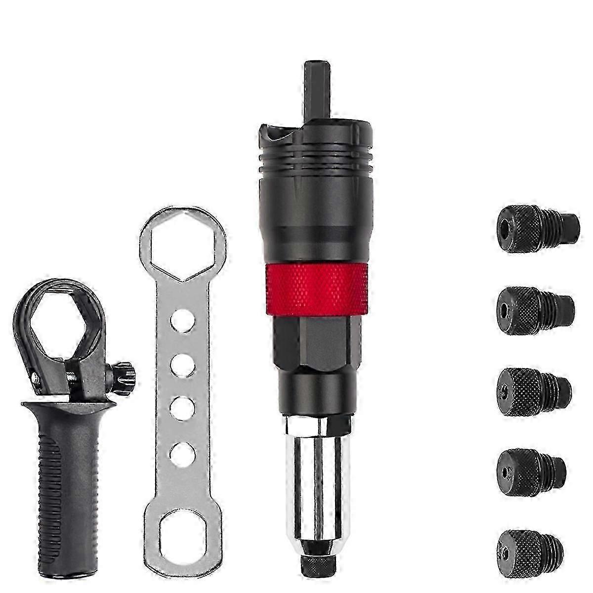 Cordless Riveting Machine Kit - Versatile Rivet Gun with 2.4mm, 3.2mm, 4.0mm, 4.8mm, & 6.4mm Attachments for Easy Fastening