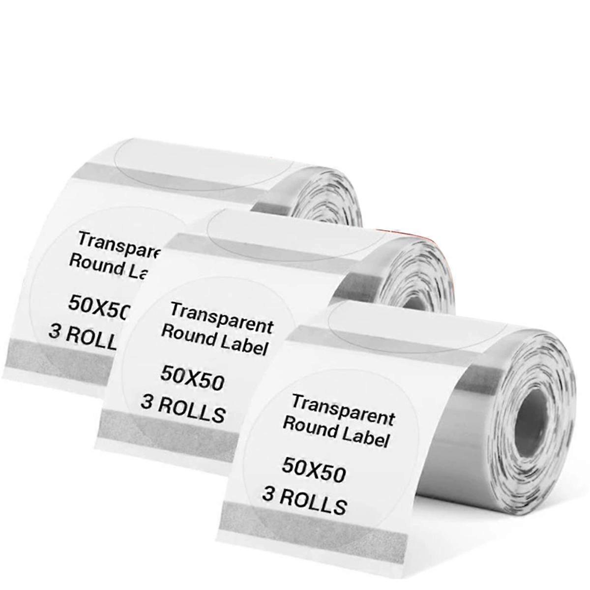 50x50mm Transparent Round Thermal Label Strong Adhesive Label Roll Applicable to M110/M200/M120/M220/E210/P50
