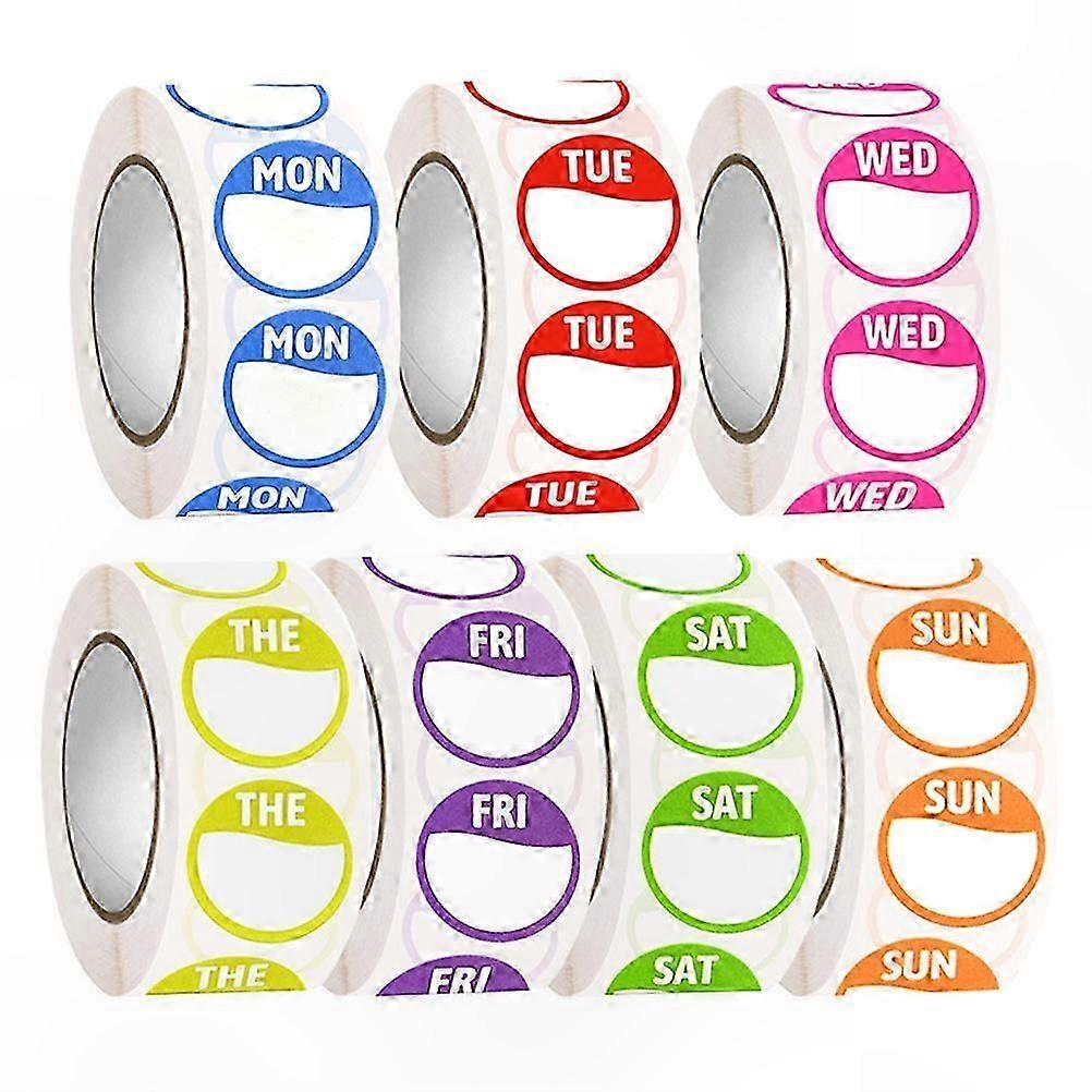 Adhesive Weekday Labels, 7 Rolls of Sticky Stickers for Organization