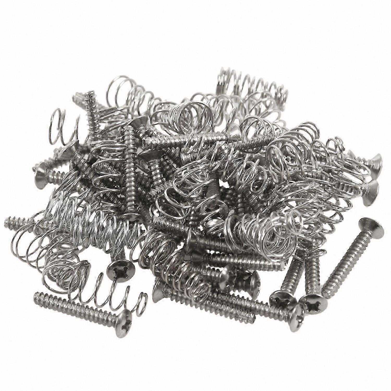 50 Pieces Chrome Guitar Pickup Screws with Height Adjustment Springs for Single Coil Models