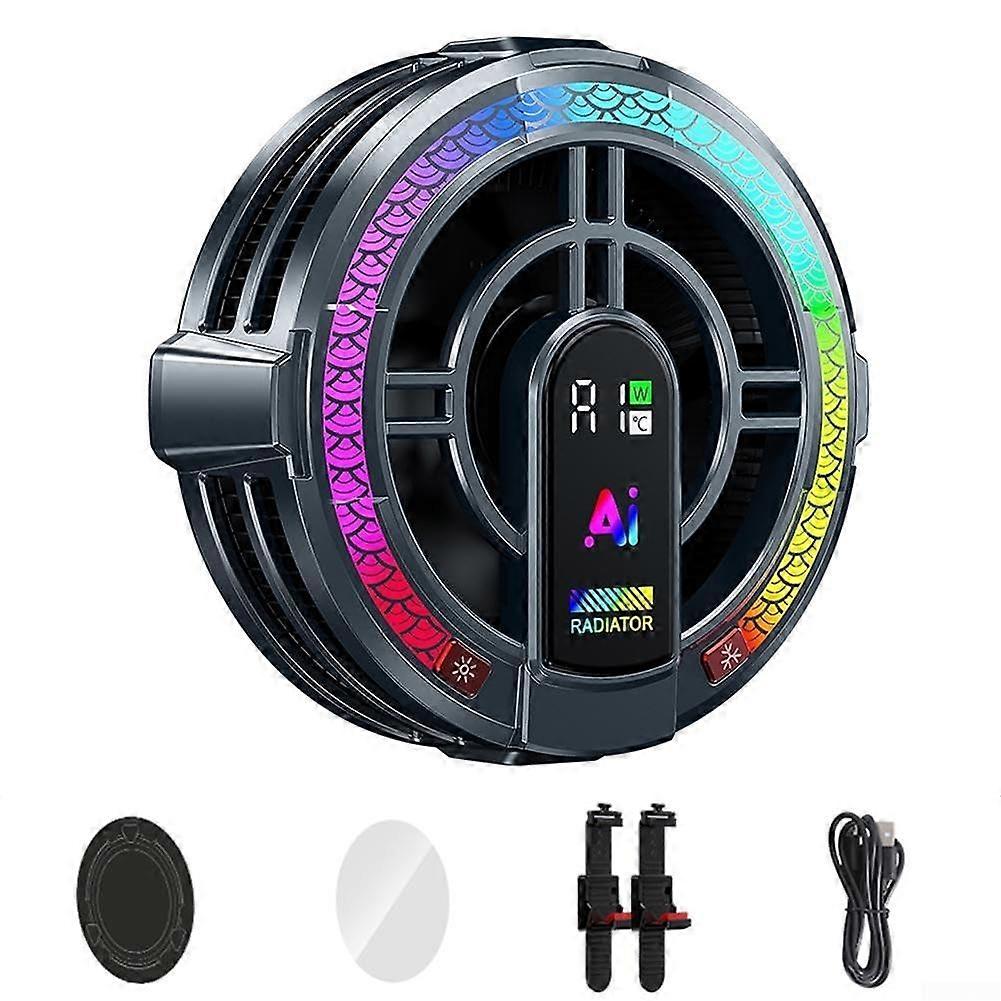 AI Magnetic Tablet Cooling Fan, Portable RGB Cooler For Gaming Streaming, 4 Gear Settings Lightweight With Effective Heat Dissipation